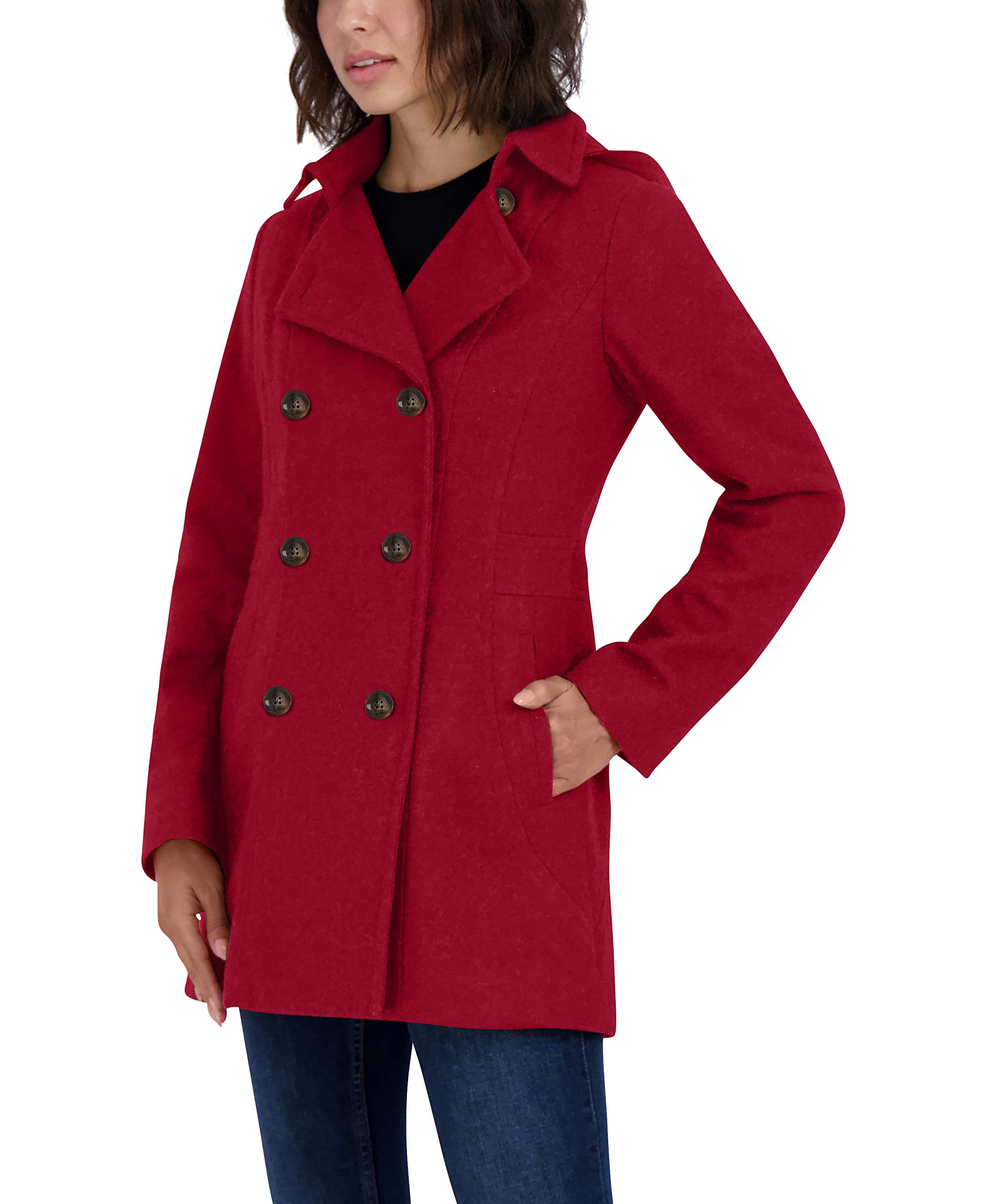 Nautica Women's Wool Blend Peacoat - Double Breasted Winter Coat for Women | Warm & Stylish Outerwear for Cold Weather, Work & Casual Wear