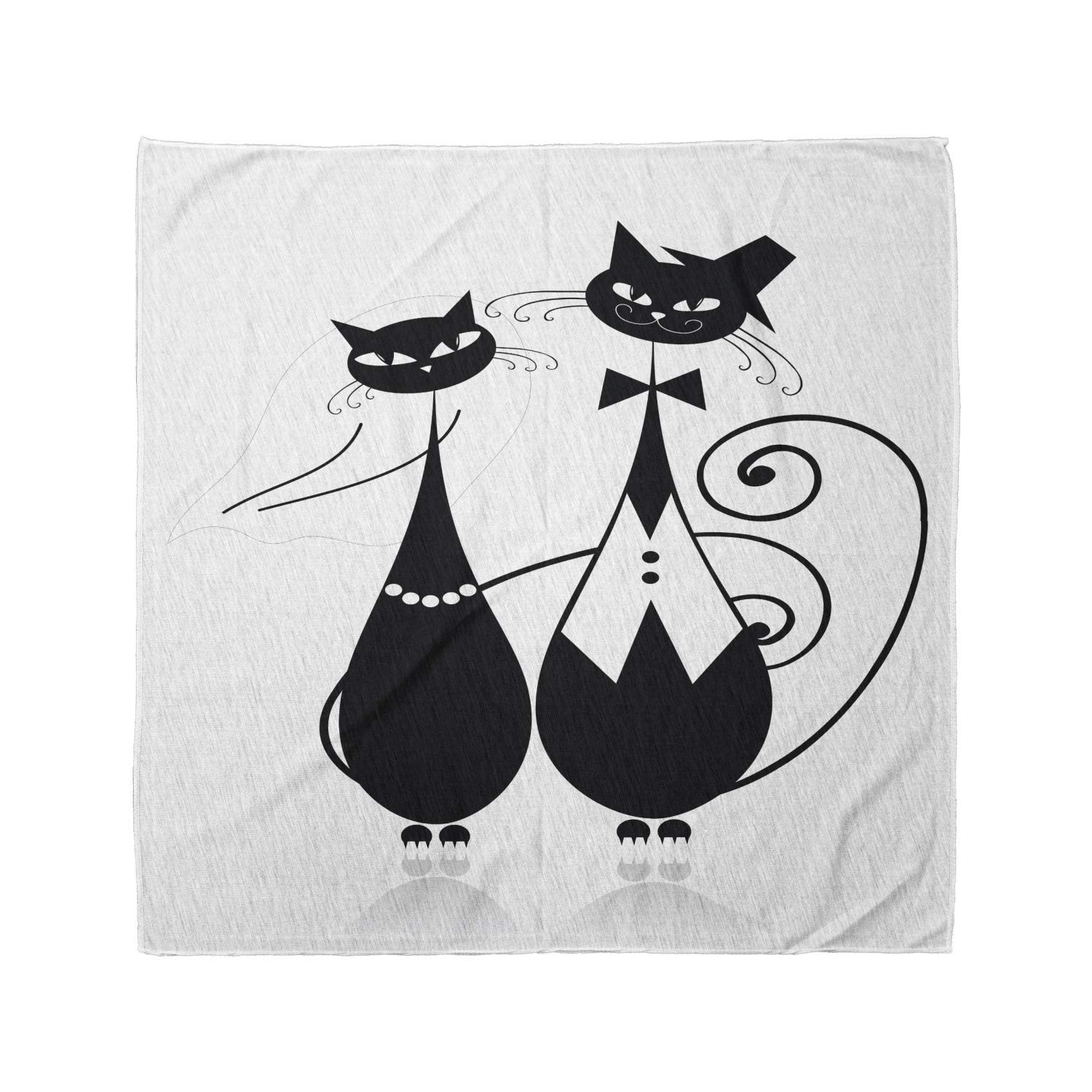 Lunarable Unisex Bandana - Mr and Mrs Cat Wedding Bridal Style, Black & White - Perfect for Couples, Bridal Showers, and Themed Weddings