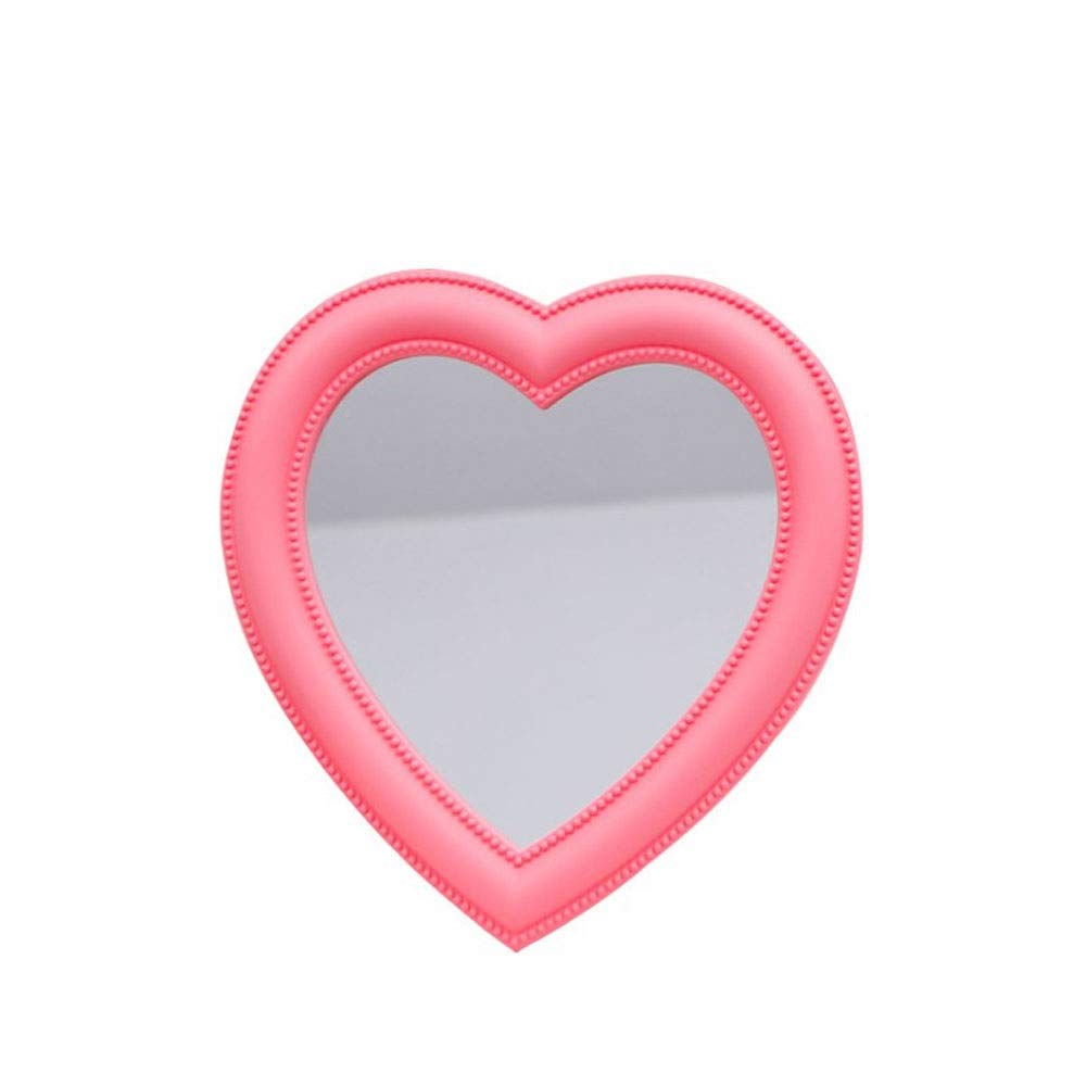 Pink Heart-Shaped Vanity Mirror - Small Wall Mounted & Desktop Makeup Mirror for Girls Room Decor | Dual-Use Cosmetic Mirror for Dressing Table & Wall Decoration | Perfect for Makeup, Skincare & Home Aesthetic