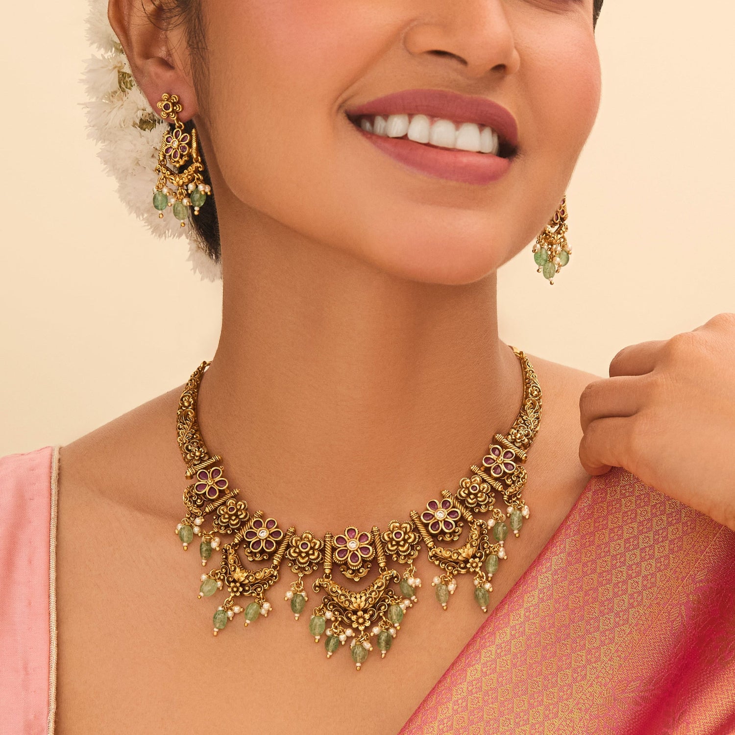Pushpika Vintage Necklace Set for Women - Elegant Antique Jewelry for Parties, Weddings & Special Occasions