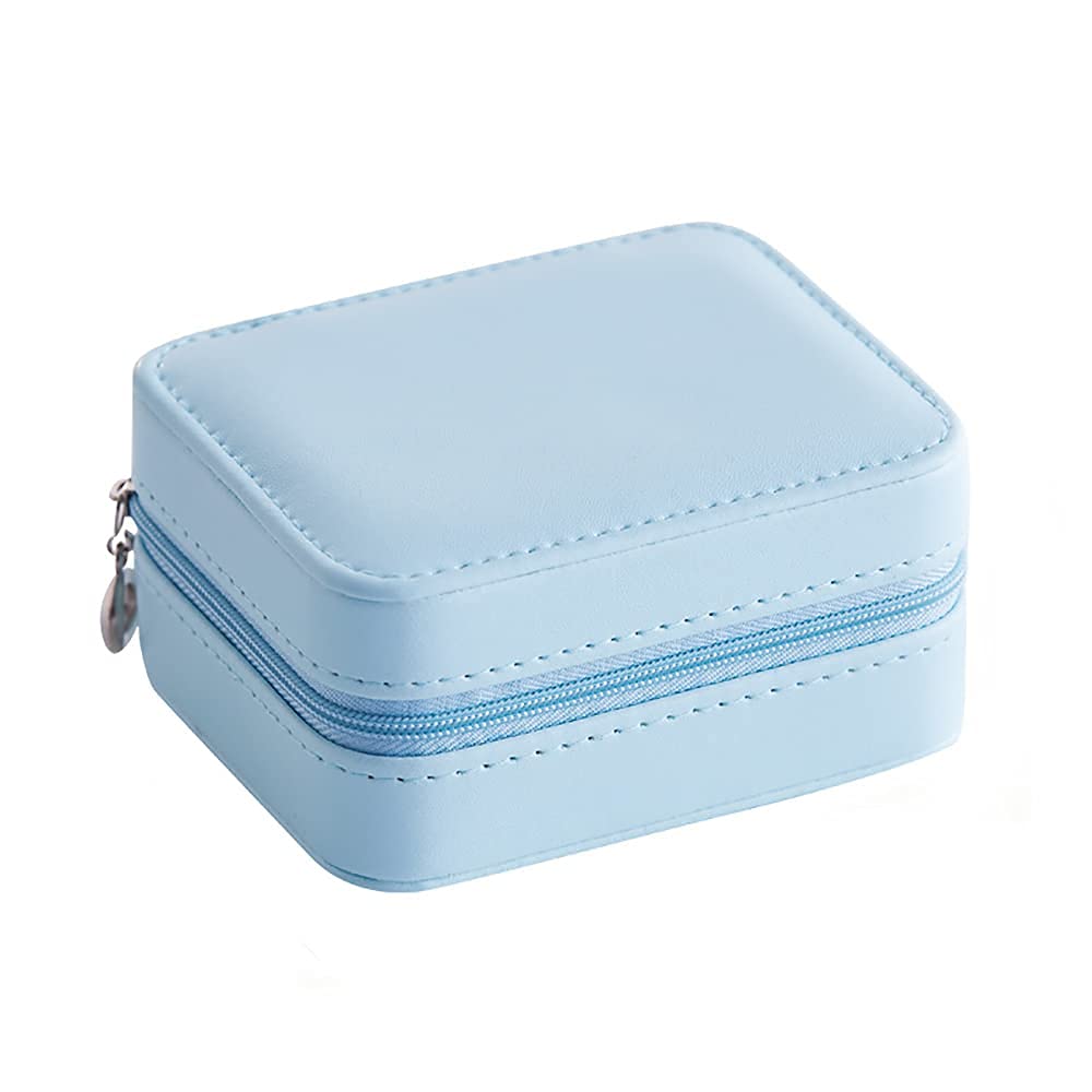Elegant Travel Jewelry Box Organizer for Women - Portable Faux Leather Jewelry Storage Case with Compartments for Rings, Earrings, Necklaces & Bracelets - Perfect for Travel, Gifts & Home Organization (Blue)