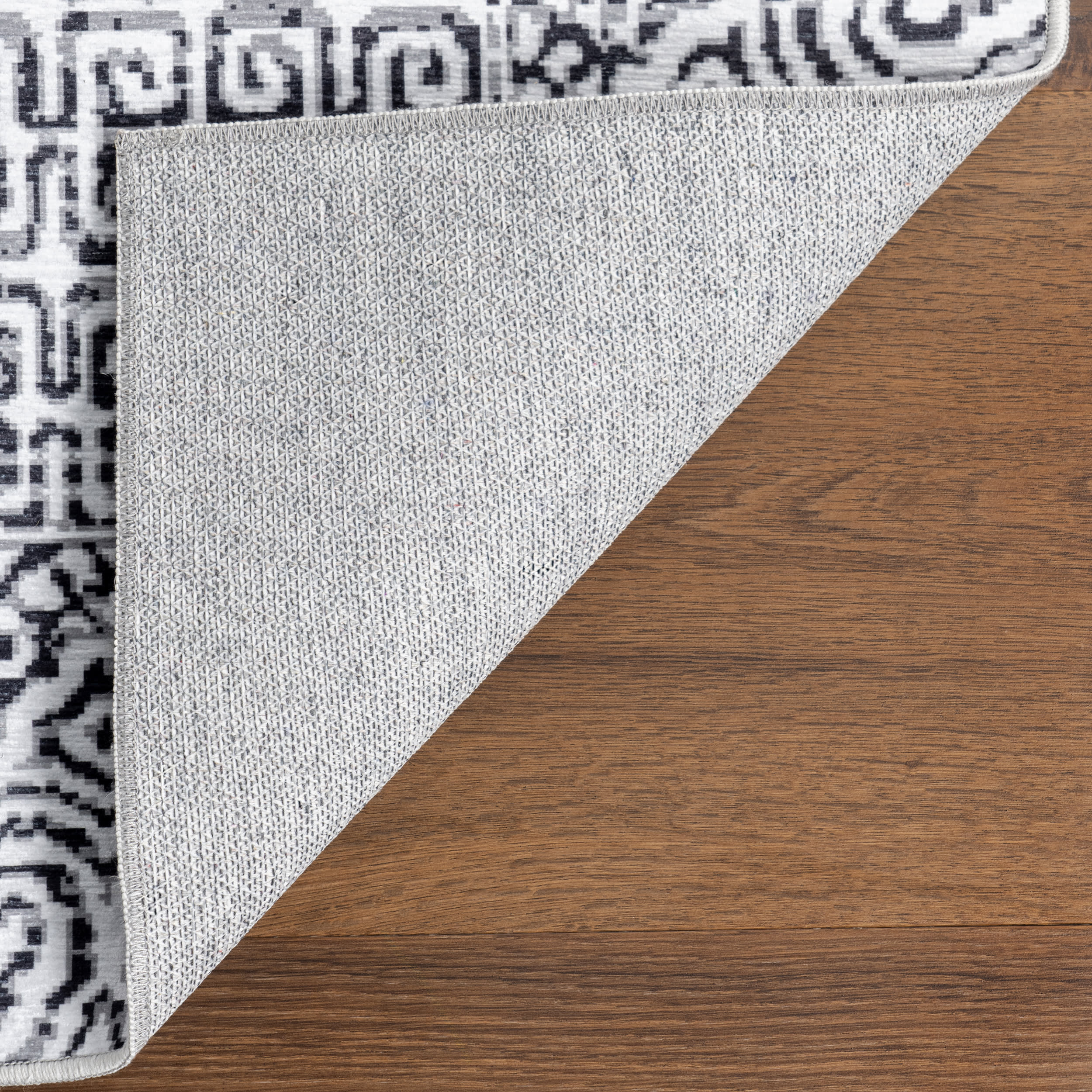 Diamond Mosaic Spill Proof Washable Rug - Non-Slip Soft Area Rug for Living Room, Bedroom, Kitchen | Machine Washable Pet Friendly Floor Mat in Grey