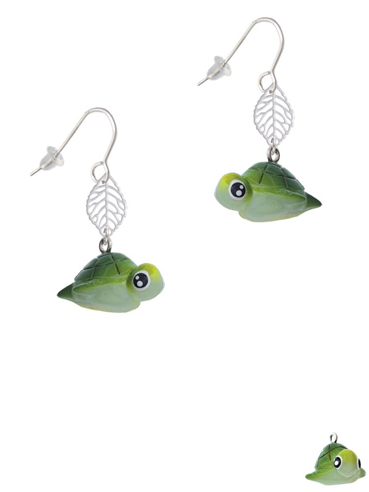 Resin Sea Turtle Silver Leaf Earrings for Women - Beach & Party Wear