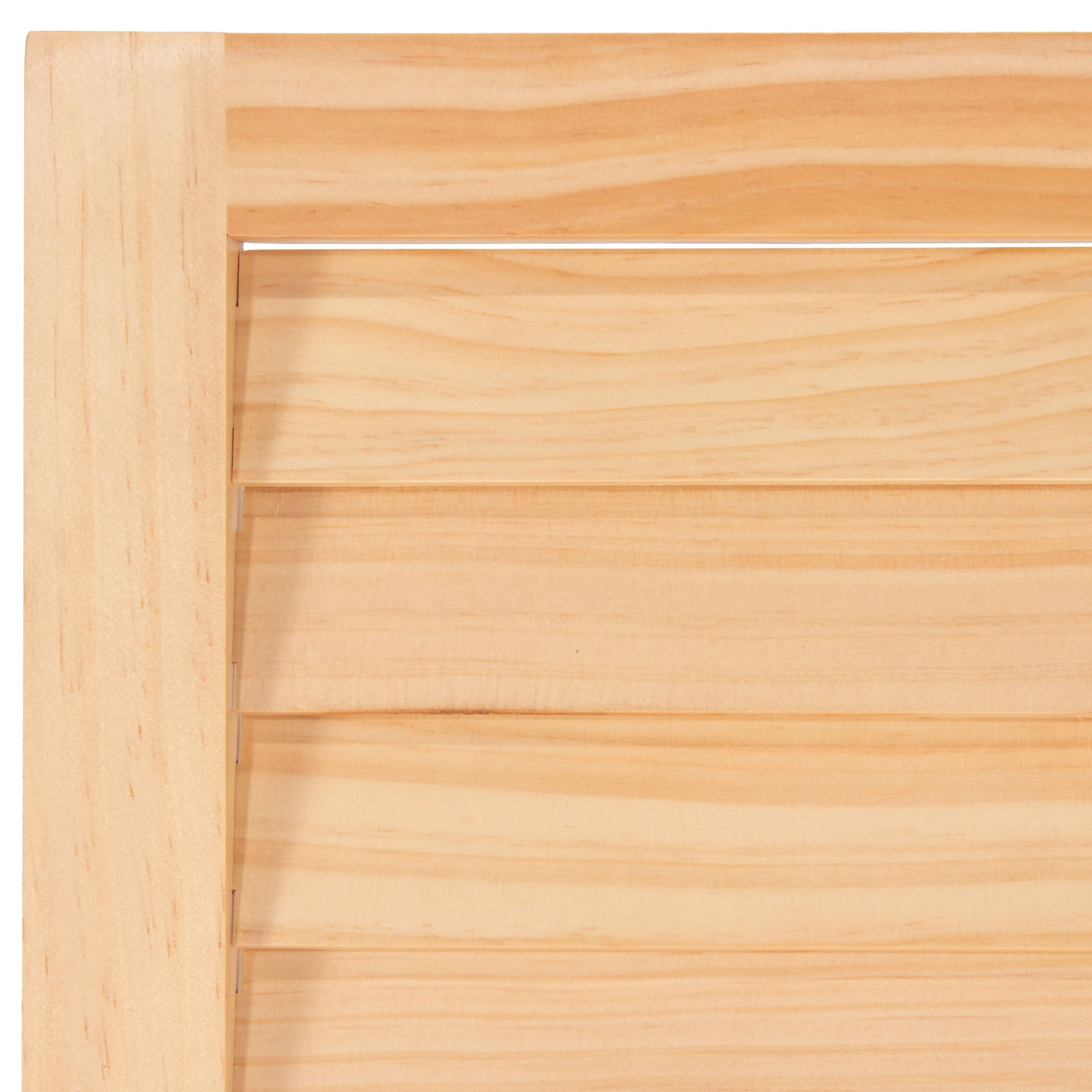 6 ft. Tall Wooden Louvered Room Divider - Natural 3 Panel Folding Privacy Screen for Home, Office & Outdoor Use | Red Lantern Design | Space Partition & Decoration
