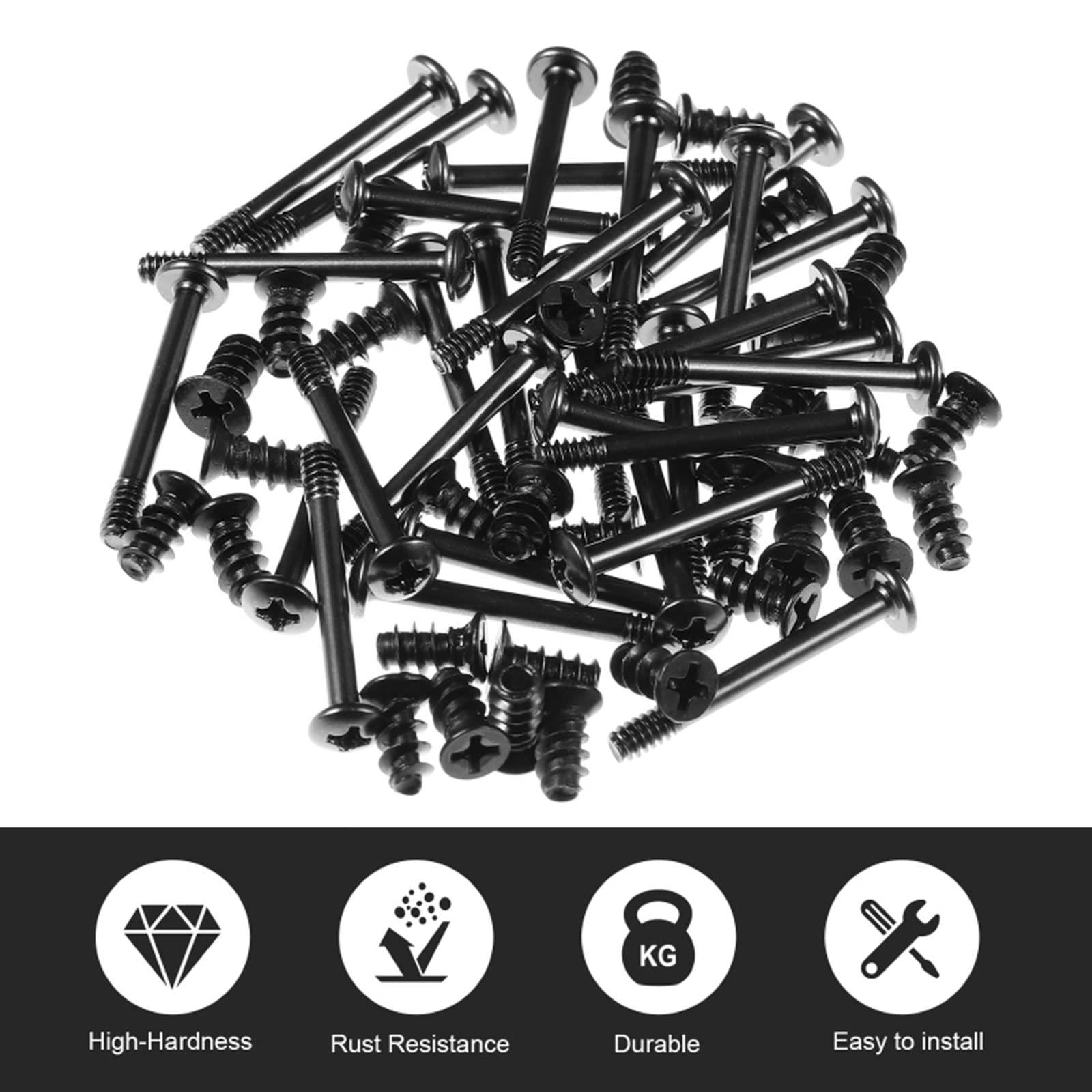 60pcs PC Case Fan Screws Set - Self-Tapping Computer Cooling Fan Mounting Screws (Long & Short) for Secure PC Case Fan Installation | Perfect for Gaming Rigs, Workstations & Server Cooling Systems