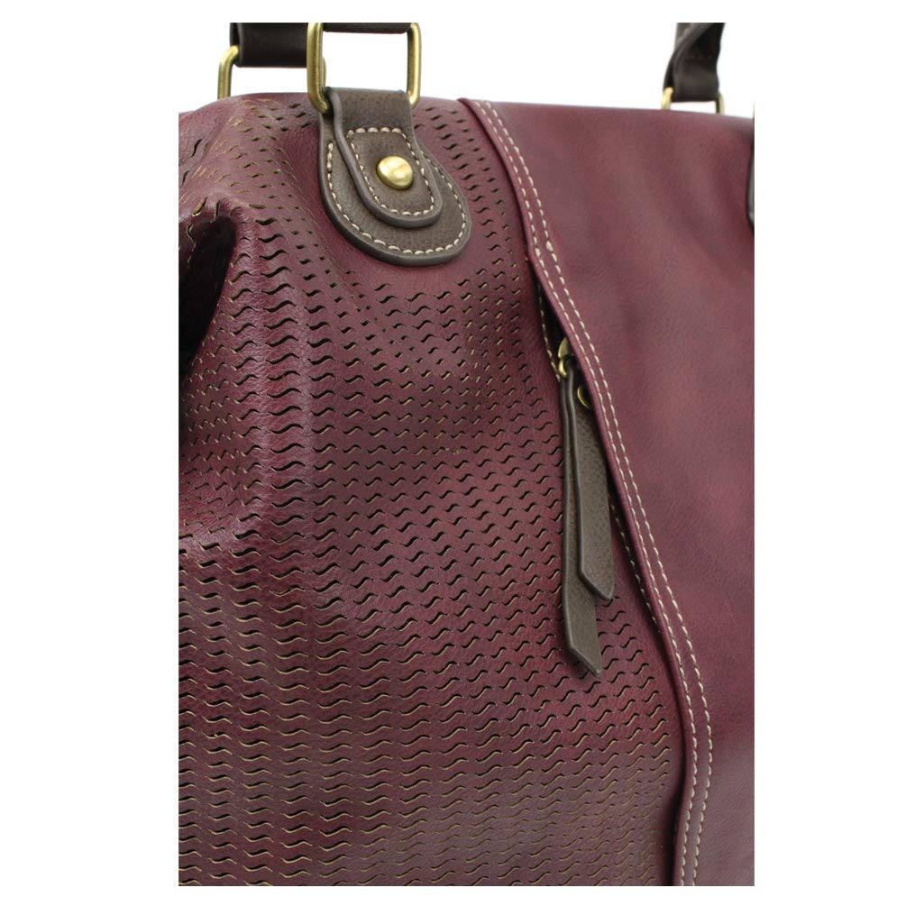 CHALA Women's Faux Leather Laser Cut Crossbody Shoulder Bag - Elegant Plum Tote Purse for Work, Travel & Everyday Use