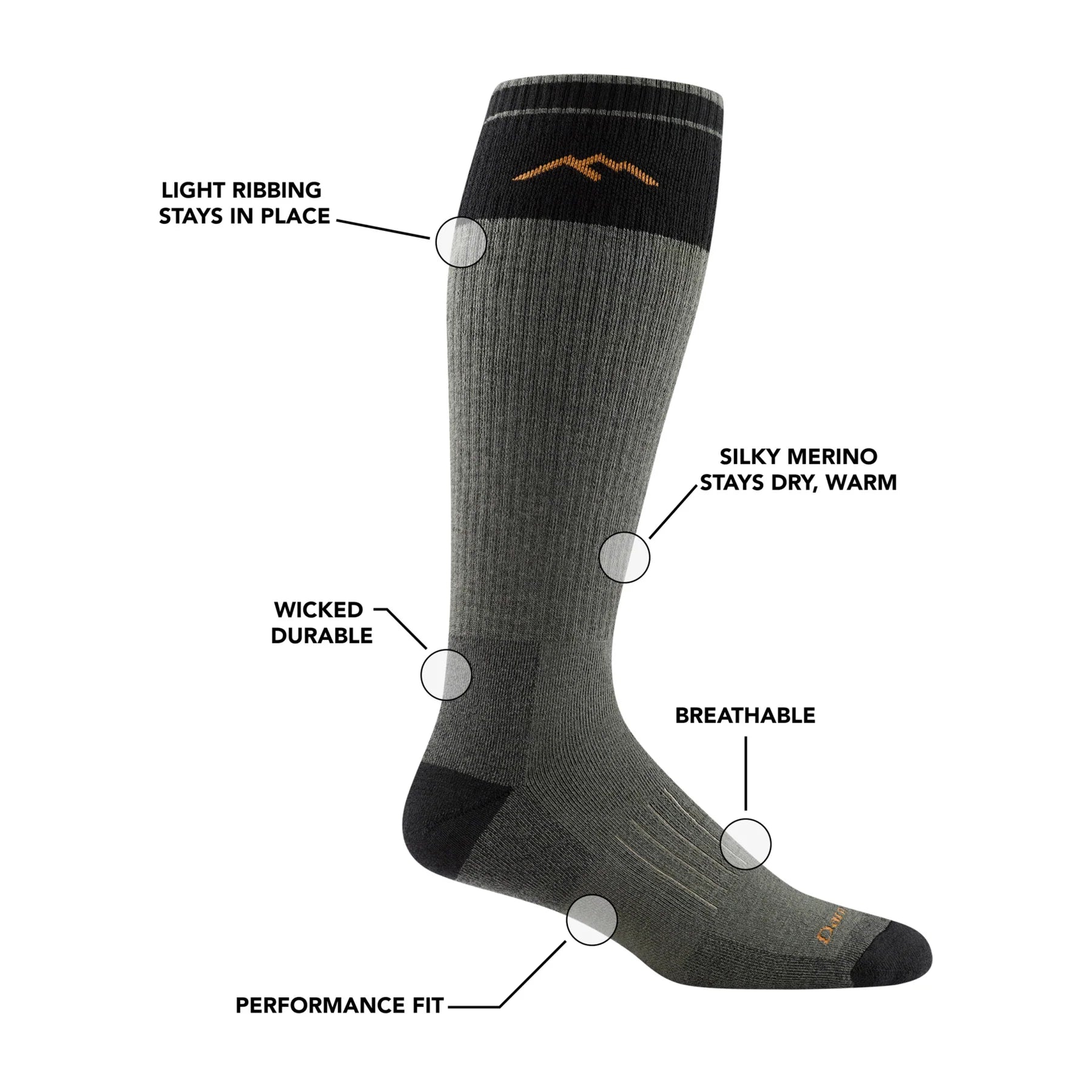 DARN TOUGH Men's Heavyweight Over The Calf Hunting Socks - Warm, Durable & Comfortable for Outdoor Adventures, Hiking & Cold Weather Activities