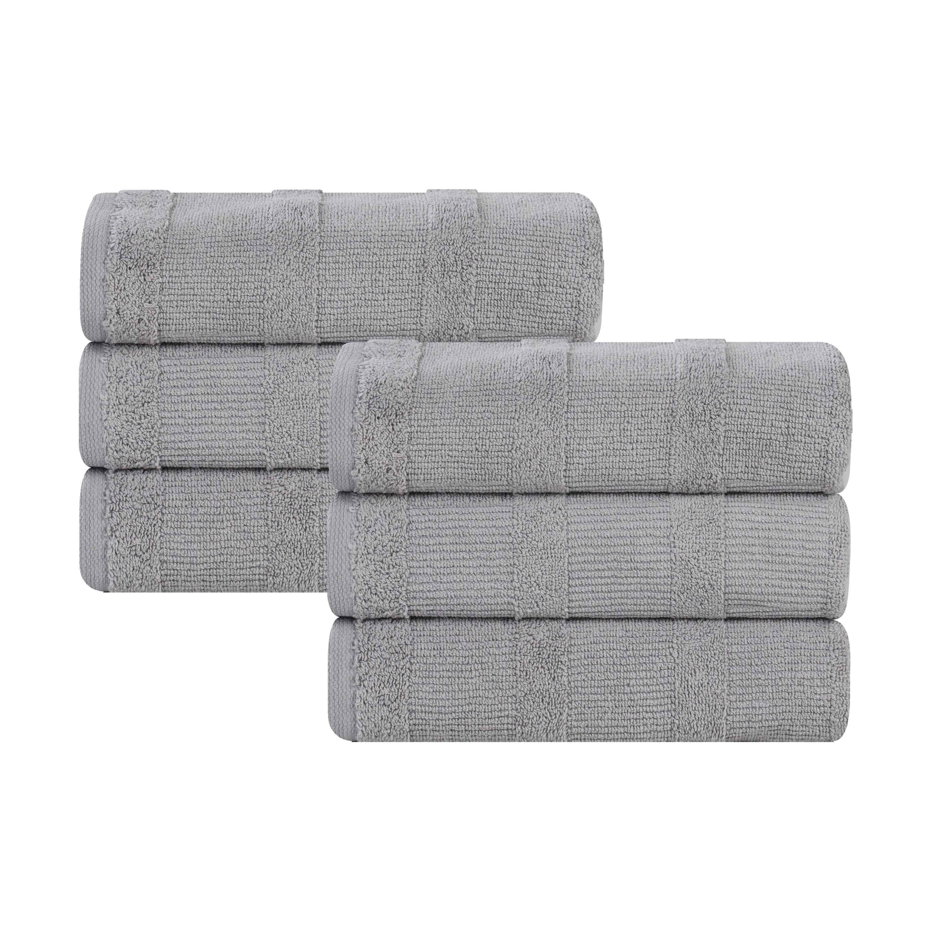 Premium Roma Cotton Ribbed Textured Hand Towels - Soft & Absorbent Bathroom Towel Set of 6 - Perfect for Kitchen, Guest Bathroom & Spa Use