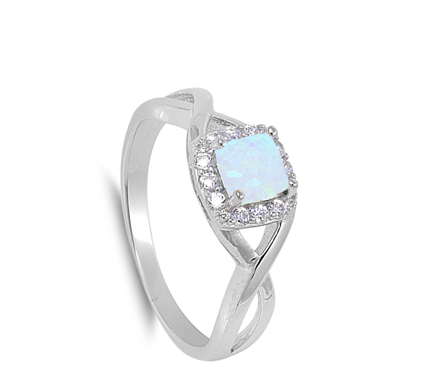 Sterling Silver Square Halo Infinity Knot Ring - Choose Your Size & Color | Elegant Jewelry for Weddings, Anniversaries & Special Occasions