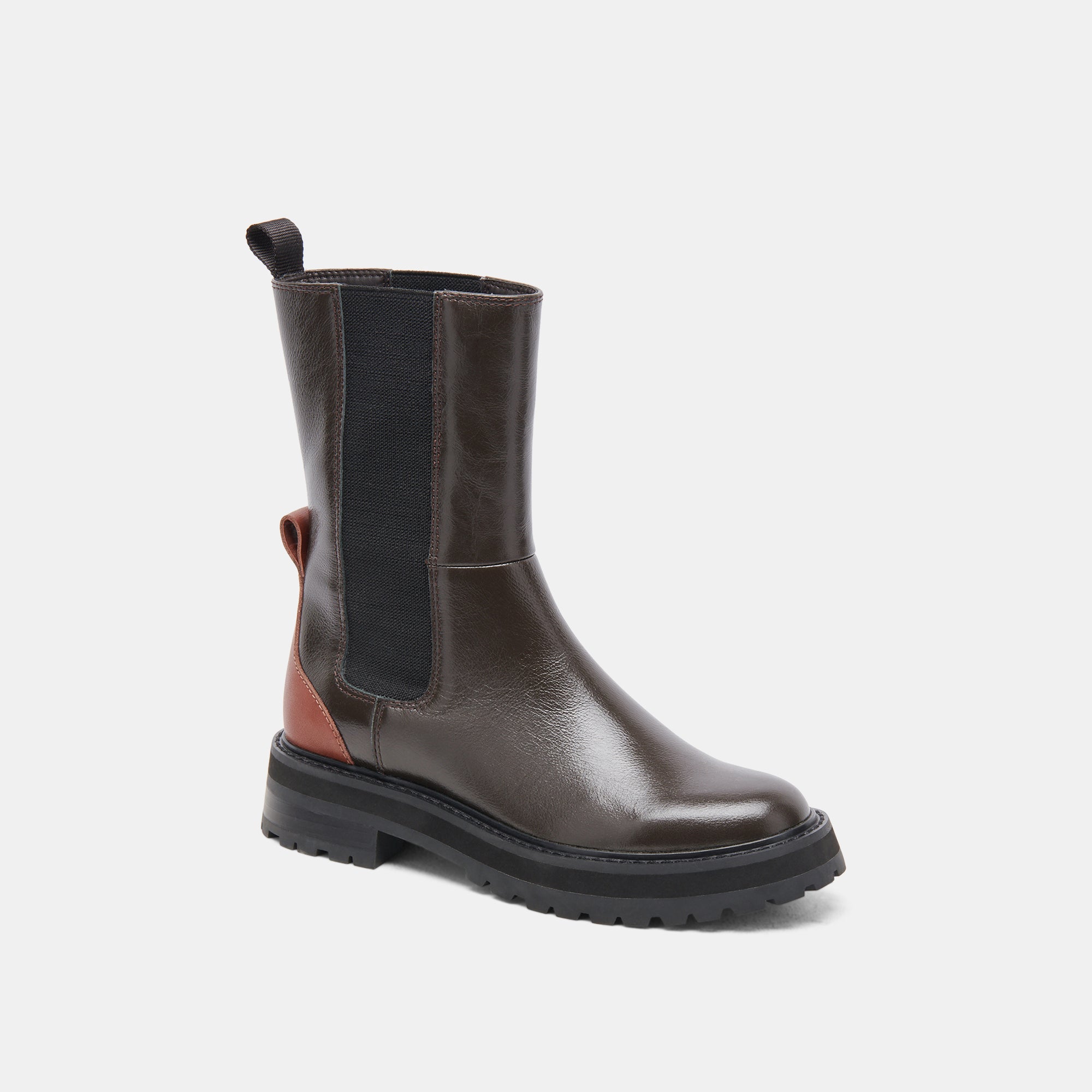 RICH H2O Brown Multi Crinkle Patent Rain Boots for Women - Waterproof Fashion Boots for Outdoor, Gardening & Rainy Days