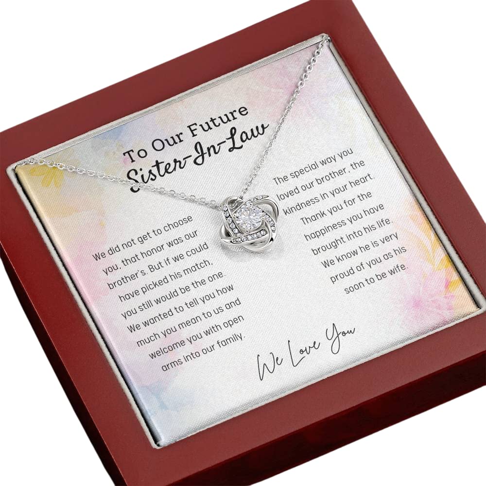 Love Knot Necklace for Sister-in-Law - Personalized Jewelry Gift for Future Sister-in-Law, Bonus Sister, Bride & Wedding | Thoughtful Present for Her Birthday, Anniversary or Special Occasion