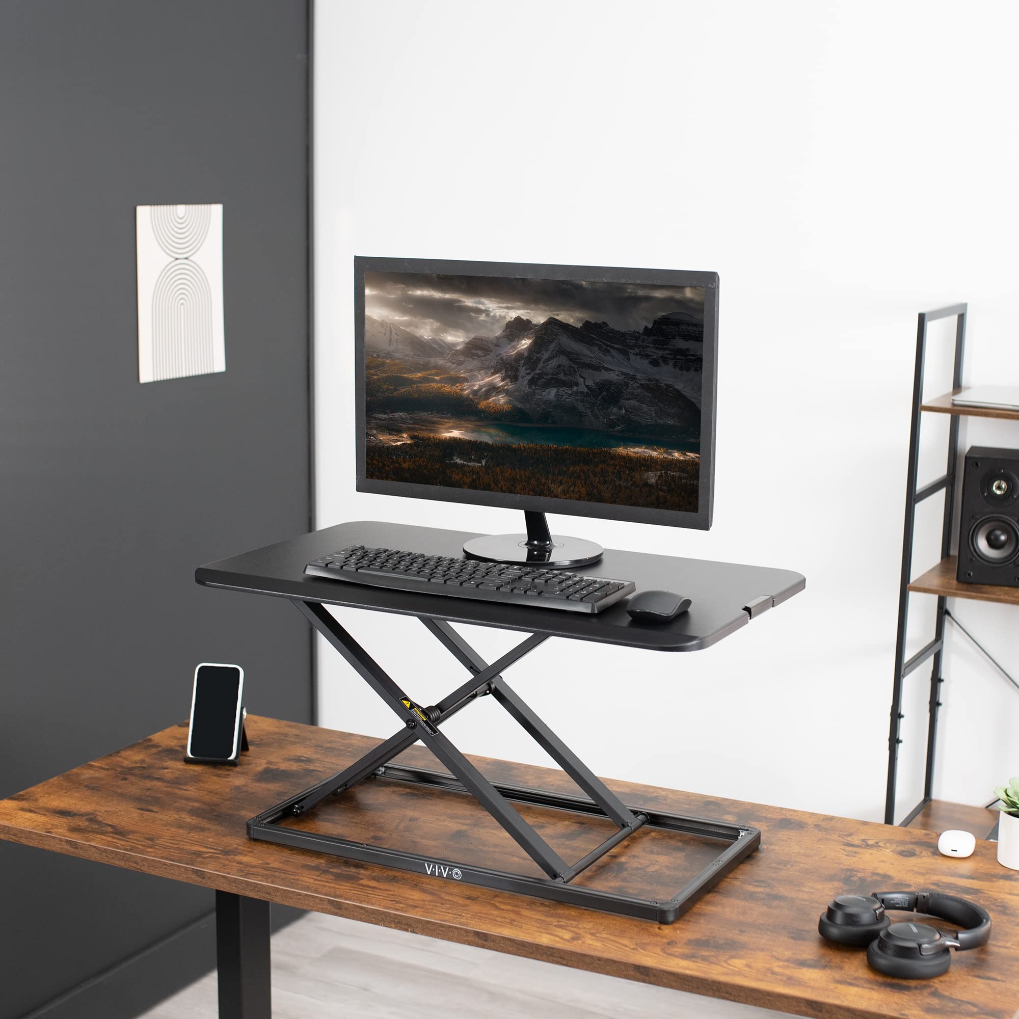 VIVO Adjustable Standing Desk Converter 29 inch - Sit Stand Workstation for Monitor & Laptop, Ergonomic Height Adjustable Riser Platform (DESK-V000U) - Perfect for Home Office, Gaming Setup & Workspace Productivity