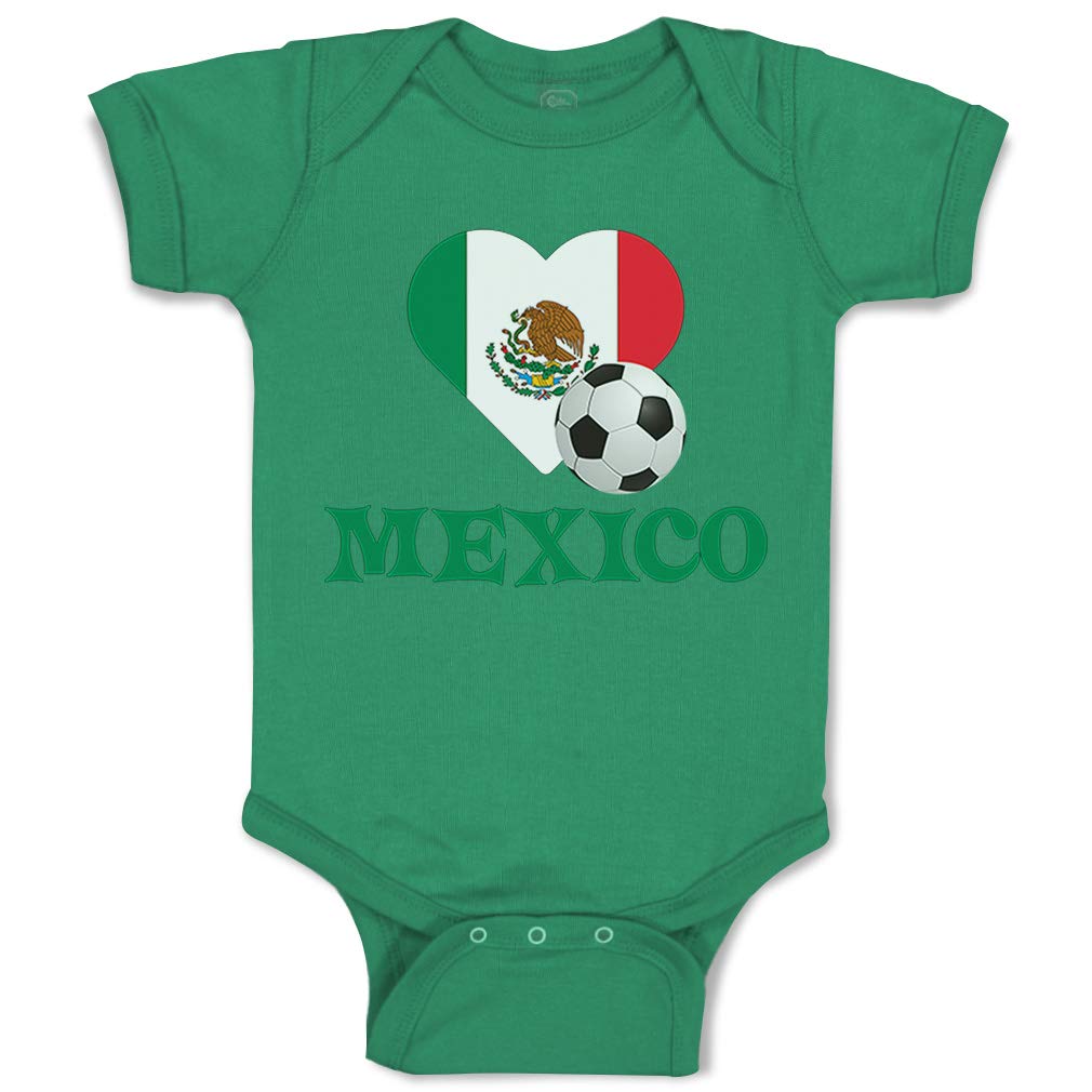 Mexican Soccer Baby Bodysuit - Kelly Green Football Design for Boys & Girls (18 Months) | Soft Cotton Infant Outfit for Game Day & Playtime