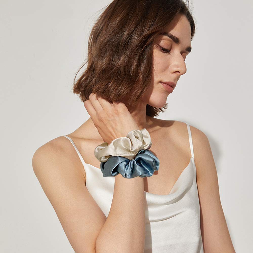 6-Piece Satin Silk Scrunchies for Women - Soft Hair Ties & Ponytail Holders That Don't Damage Hair - Perfect for Workouts, Office, and Everyday Use
