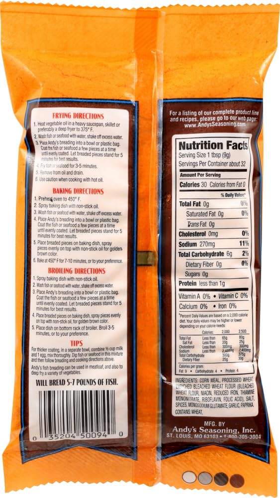 Andy's Premium Breading Fish Red - 10 oz | Crispy Fish Coating Mix for Fried Seafood, Chicken & More | Perfect for Home Cooking & Restaurant Use