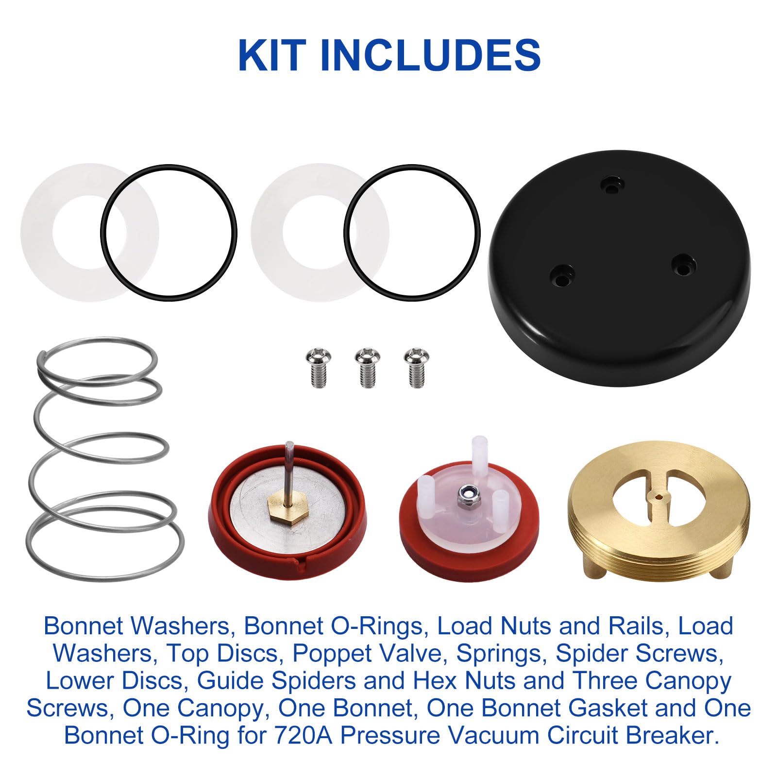 Zurn Wilkins RK1-720A Pressure Vacuum Breaker Repair Kit - Compatible with 1/2