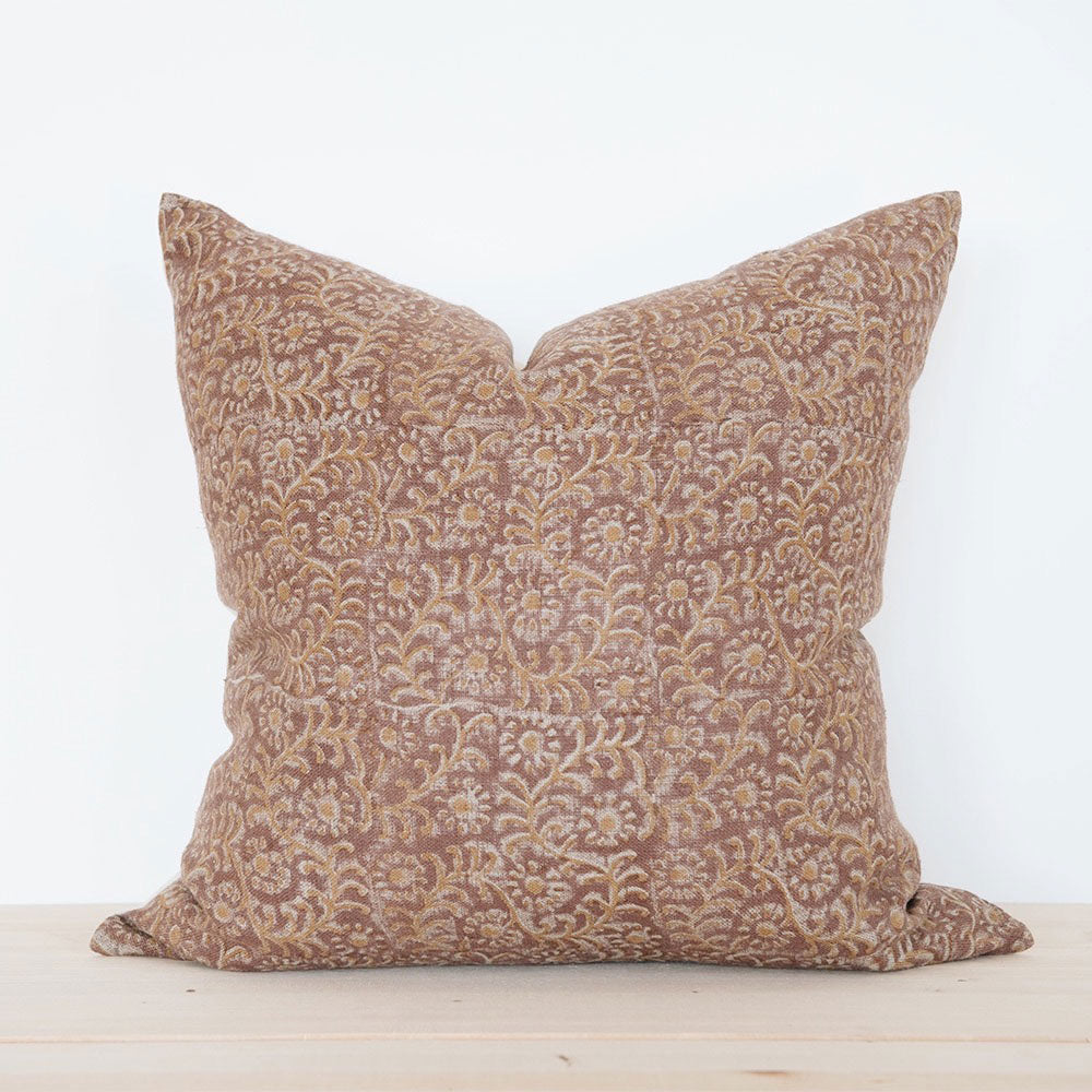 Handmade Linen Block Printed Pillow Cover No. 0926 - Bohemian Home Decor for Living Room, Bedroom & Sofa