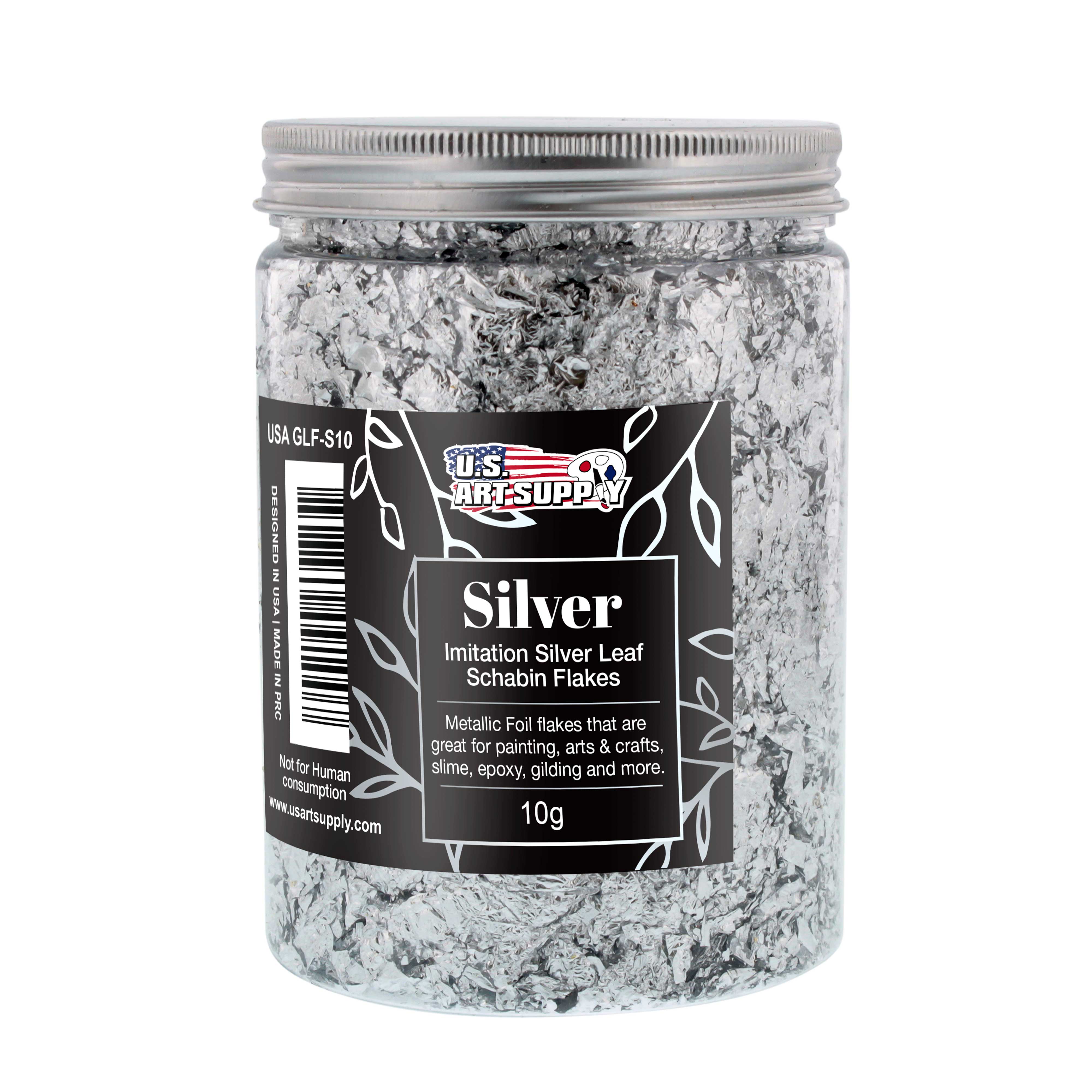 Metallic Foil Schabin Gilding Flakes - Imitation Silver Leaf (10g Bottle) for Resin Art, Nail Design, DIY Crafts, Painting, Jewelry Making, Slime & Home Decor | Premium Metal Leaf Flakes for Creative Projects & Artistic Applications