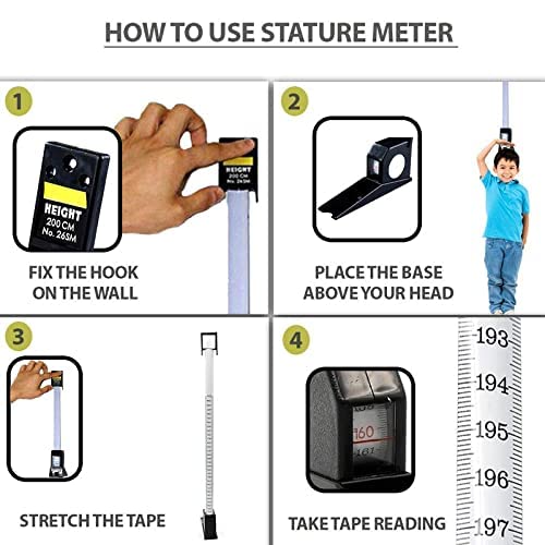 Dr Yonimed 200cm Wall Mounted Stadiometer - Accurate Height Measuring Tape for Adults & Kids | Perfect for Home, Clinic & School Health Checkups