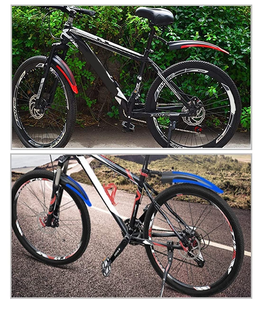 Adjustable Mountain Bike Mud Guards Set - Front & Rear Fenders for Road & Off-Road Cycling - Durable Splash Protection (Blue) - Perfect for Rainy Commutes & Trail Adventures
