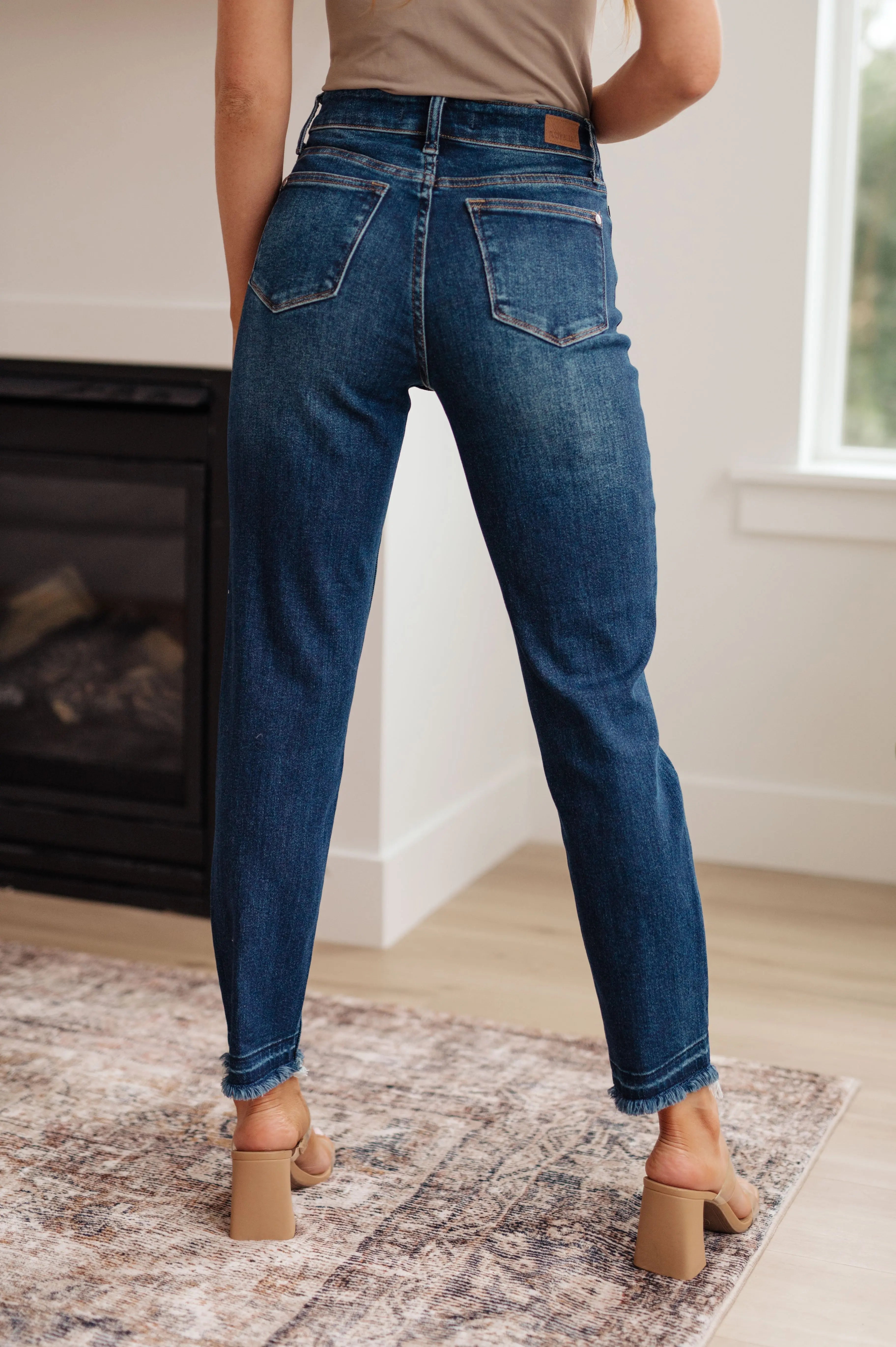 Phillipa High Rise Release Hem Slim Jeans for Women - Stretchy Skinny Denim Pants with Comfortable Waistband | Perfect for Casual Wear, Office & Date Night