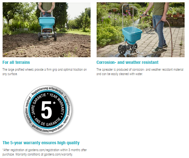 Gardena Spreader XL - Heavy Duty Lawn & Garden Fertilizer Spreader for Even Distribution - Perfect for Large Yards, Golf Courses & Landscaping