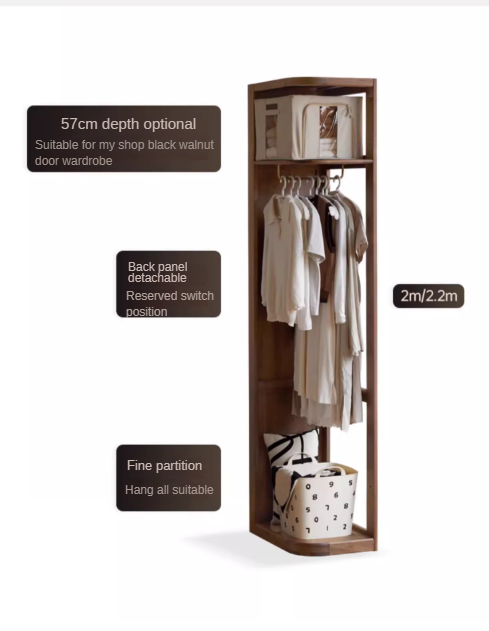 Modern Solid Black Walnut Wood Wardrobe - Stylish & Minimalist Closet Organizer for Bedroom, Walk-in Closet, or Guest Room Storage