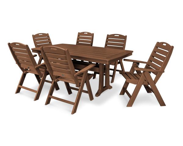 Polywood 7-Piece Nautical Outdoor Dining Set - Waterproof & Durable Patio Furniture for Poolside, Beach House, or Backyard Entertaining