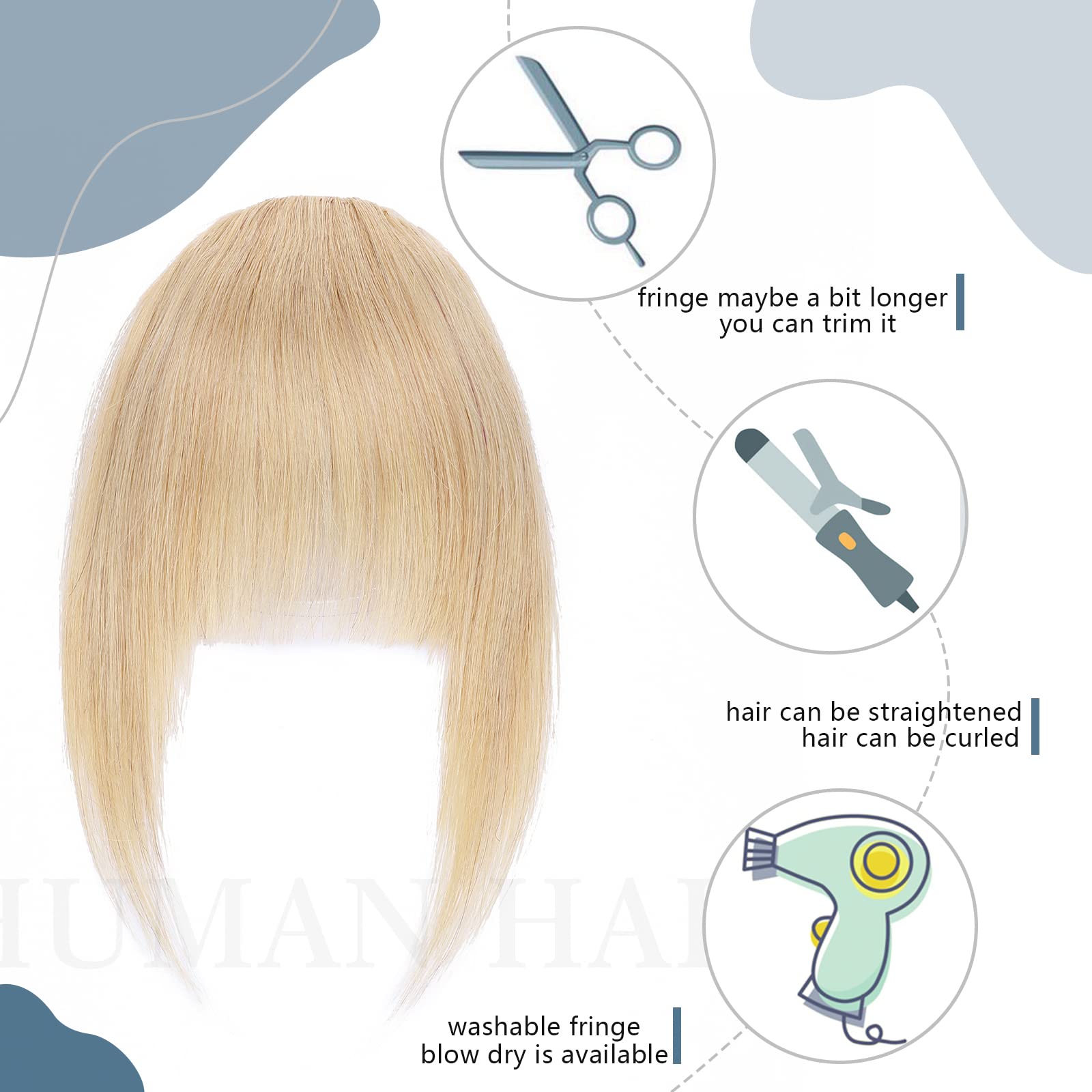 100% Real Human Hair Clip-in Fringe Bangs Extensions - Natural Blonde #24 with Temples | One Piece Front Bang for Instant Volume & Style | Perfect for Daily Wear, Cosplay & Hair Transformations