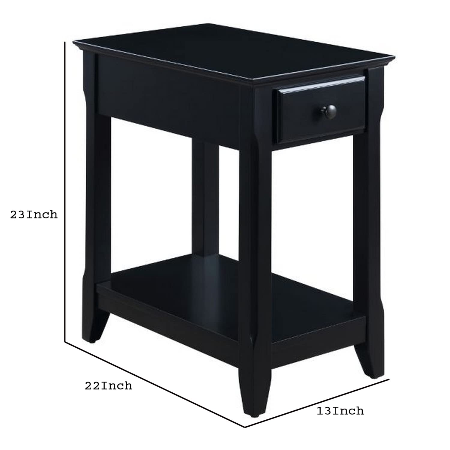 Benjara Black Accent Table with 1 Drawer & Bottom Shelf - Stylish Side Table for Living Room, Bedroom or Office Decor