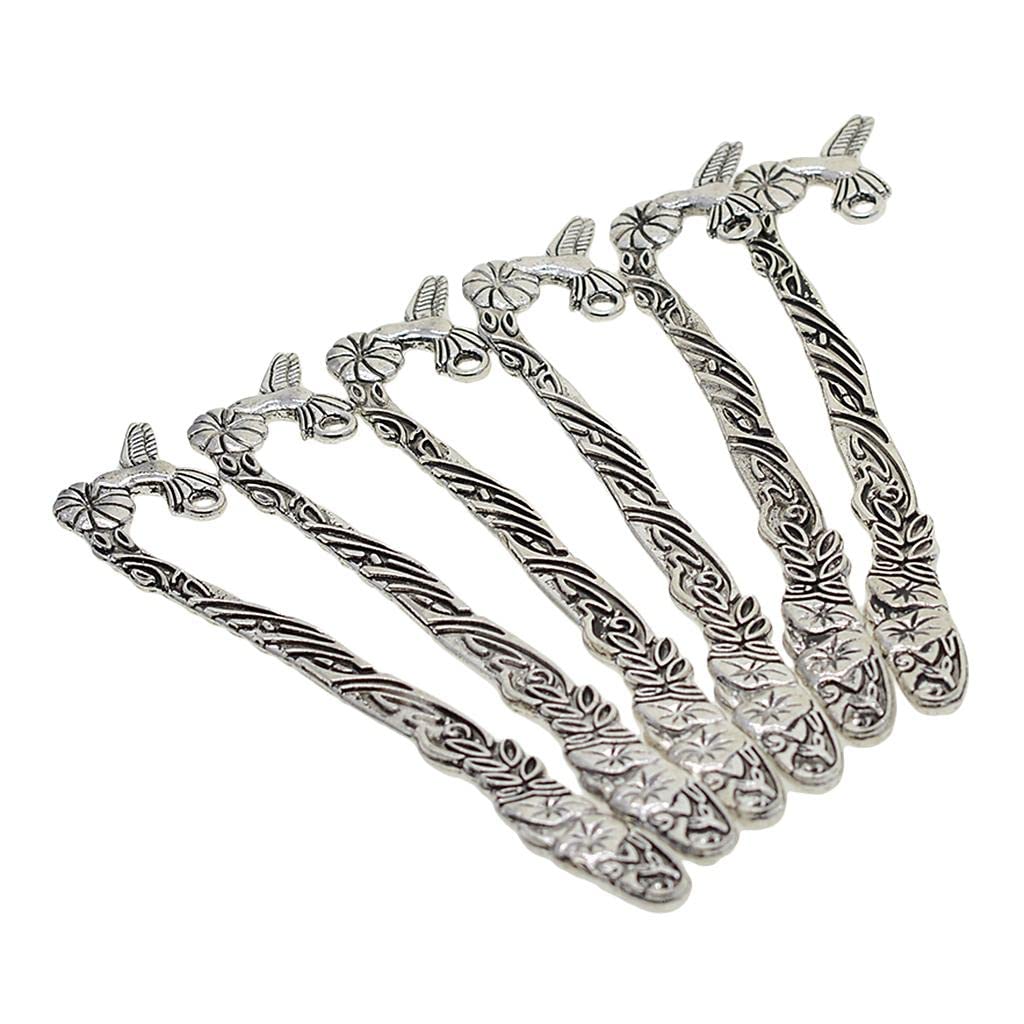 LoveinDIY 6pcs Silver Metal Bookmarks for Jewelry Making - DIY Beading Supplies & Craft Accessories - Perfect for Scrapbooking, Gift Wrapping & Book Lovers