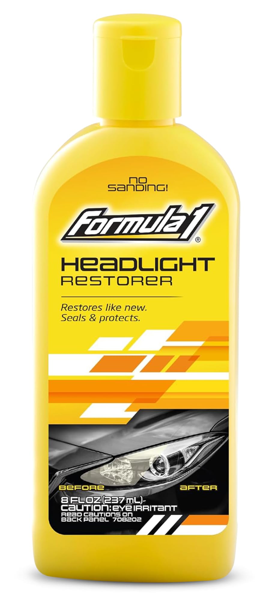 Formula 1 Headlight Restorer & Sealant – One Step Polish to Clean & Renew Yellowed Headlights, Windshields & Exterior Plastics (8 oz) – Restore Clarity for Night Driving & Vehicle Appearance