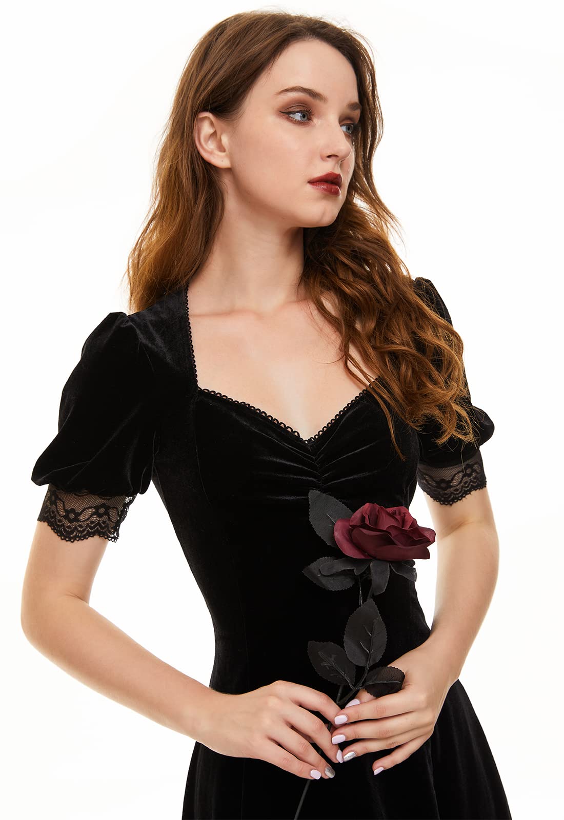 Gothic Lace-Up Vintage Grunge Dress for Women - Classic Little Black Goth Dress | Perfect for Halloween, Cosplay, and Dark Aesthetic Outfits