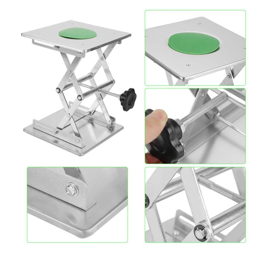 Stainless Steel Lab Jack 200x200x280mm - Height Adjustable Scissor Lift for Science Experiments, Lab Stand Support (15KG Capacity) - Perfect for Microscopes, Lab Equipment & Precision Work