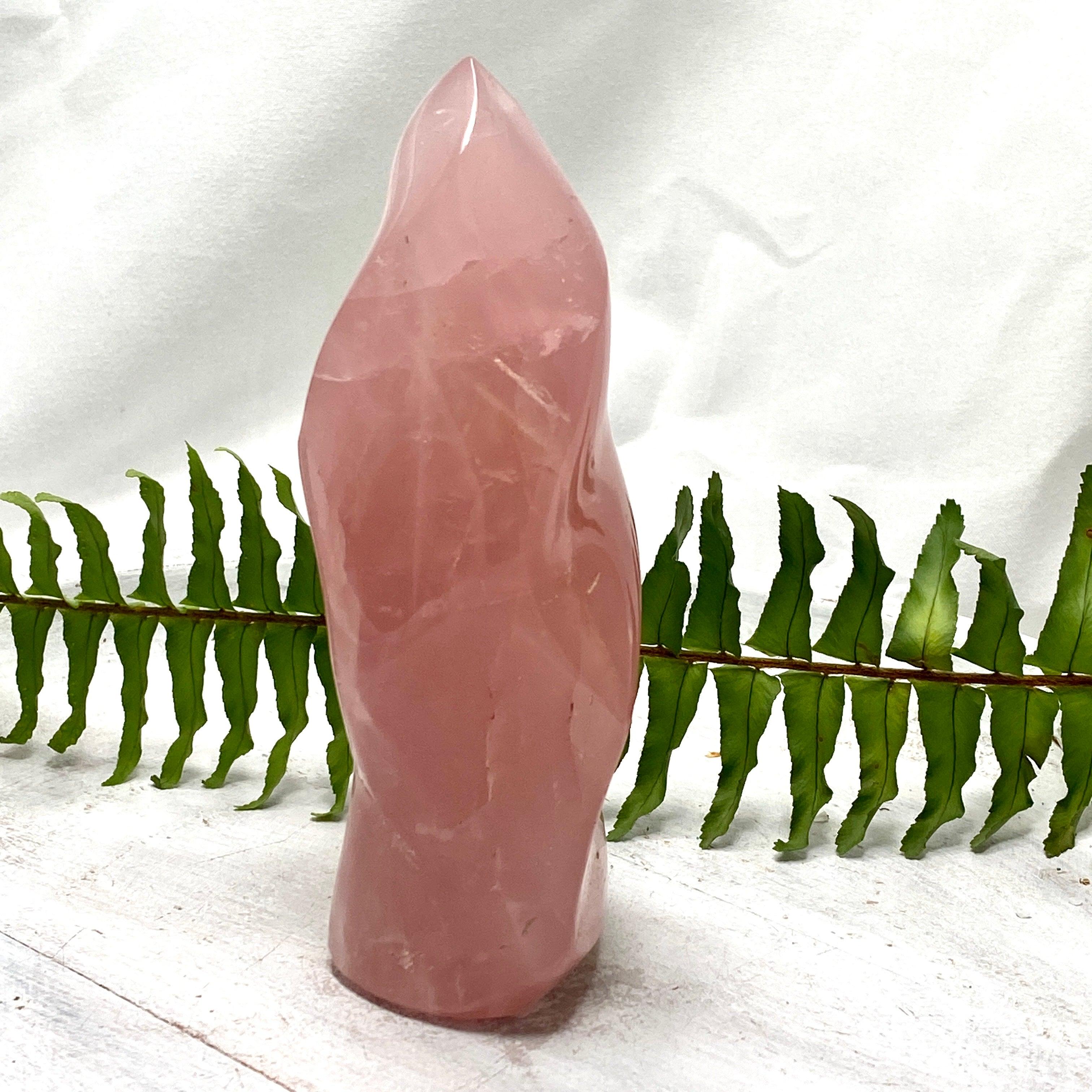 Rose Quartz Flame RQFL 02 - Natural Healing Crystal for Home Decor, Meditation & Spiritual Energy - Perfect for Yoga Rooms, Bedside Tables & Office Spaces
