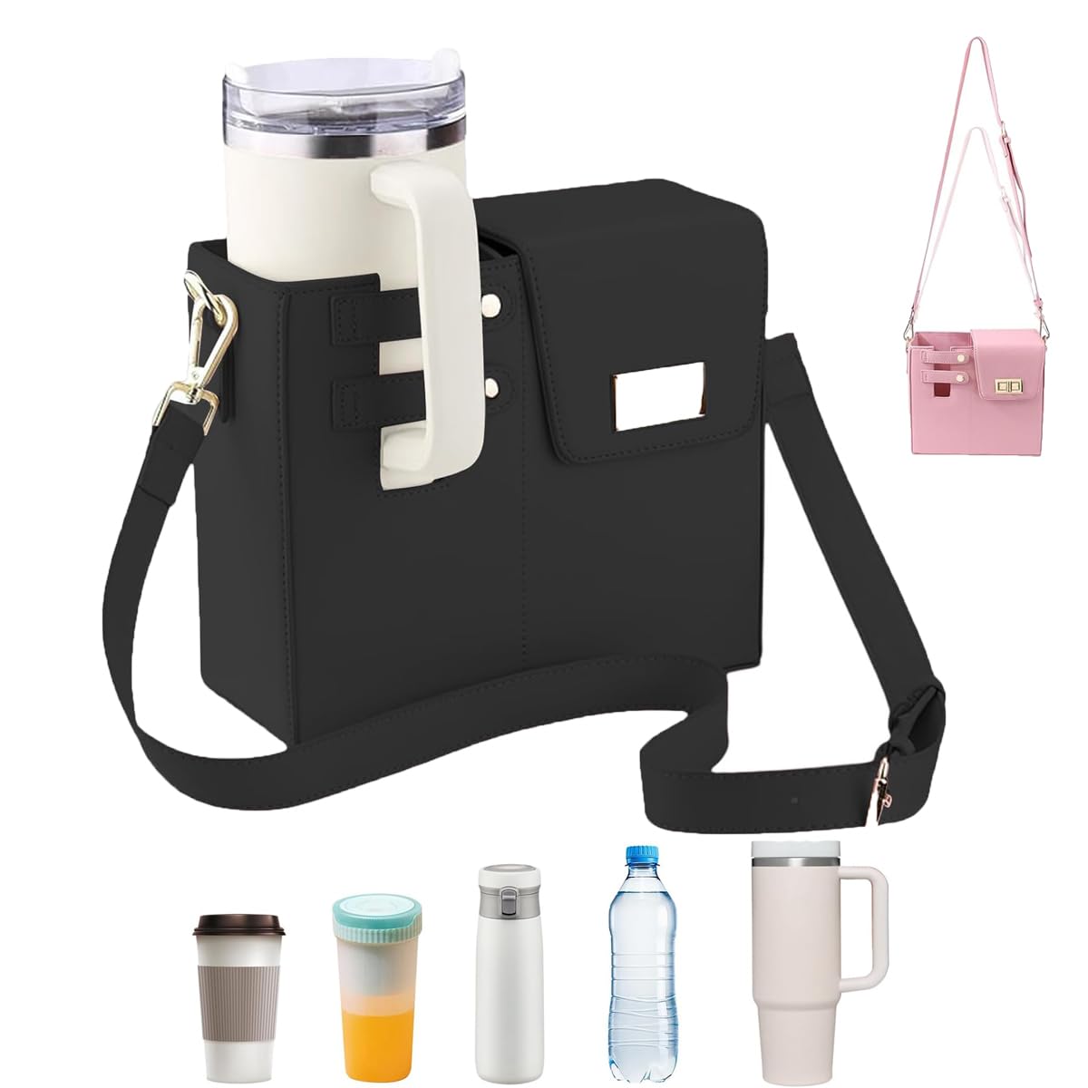 Outdoor Crossbody Water Bottle Holder Bag - Portable Waist Pack for Hiking, Running & Travel - Hands-Free Hydration Pouch with Adjustable Strap (Black) - Perfect for Gym, Camping & Outdoor Adventures