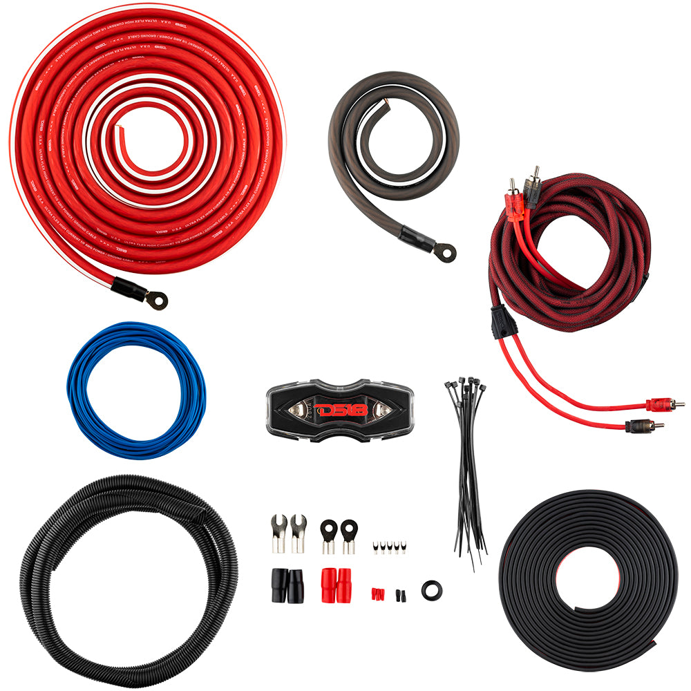 0 GA OFC 100% Pure Copper Car Amplifier Installation Kit - High Performance Power & Ground Wire for Car Audio Systems - Perfect for Subwoofers, Speakers & Amplifiers