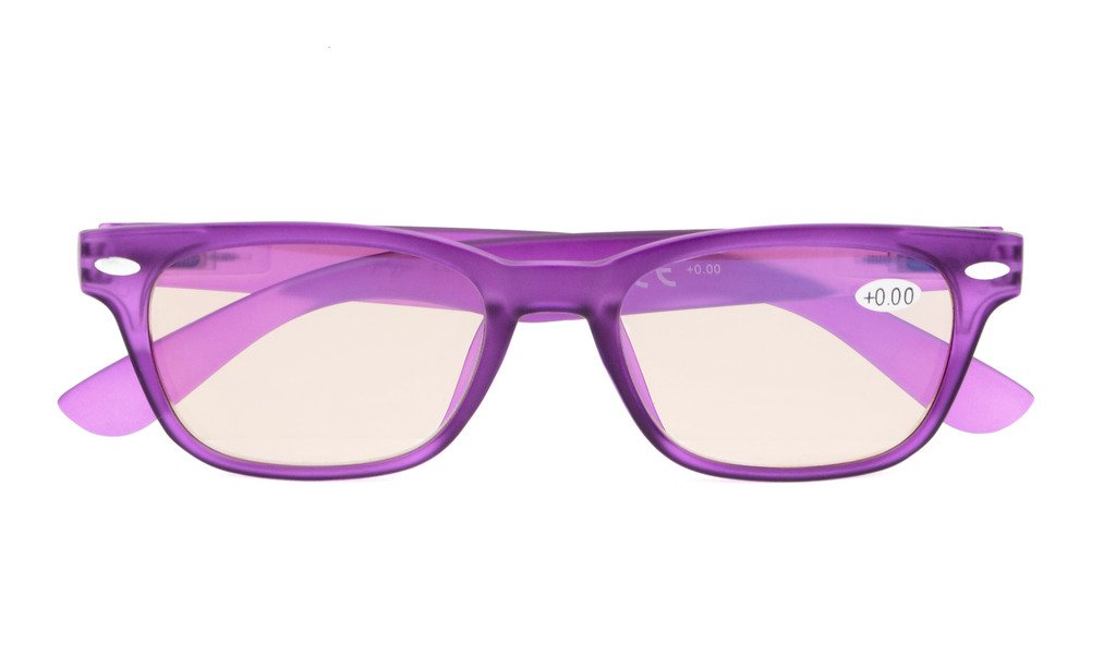 Eyekepper Blue Light Blocking Computer Glasses - Anti Glare Tinted Lenses, Matte Purple Frame +2.00 for Digital Eye Strain Relief | Perfect for Office Work, Gaming & Screen Time