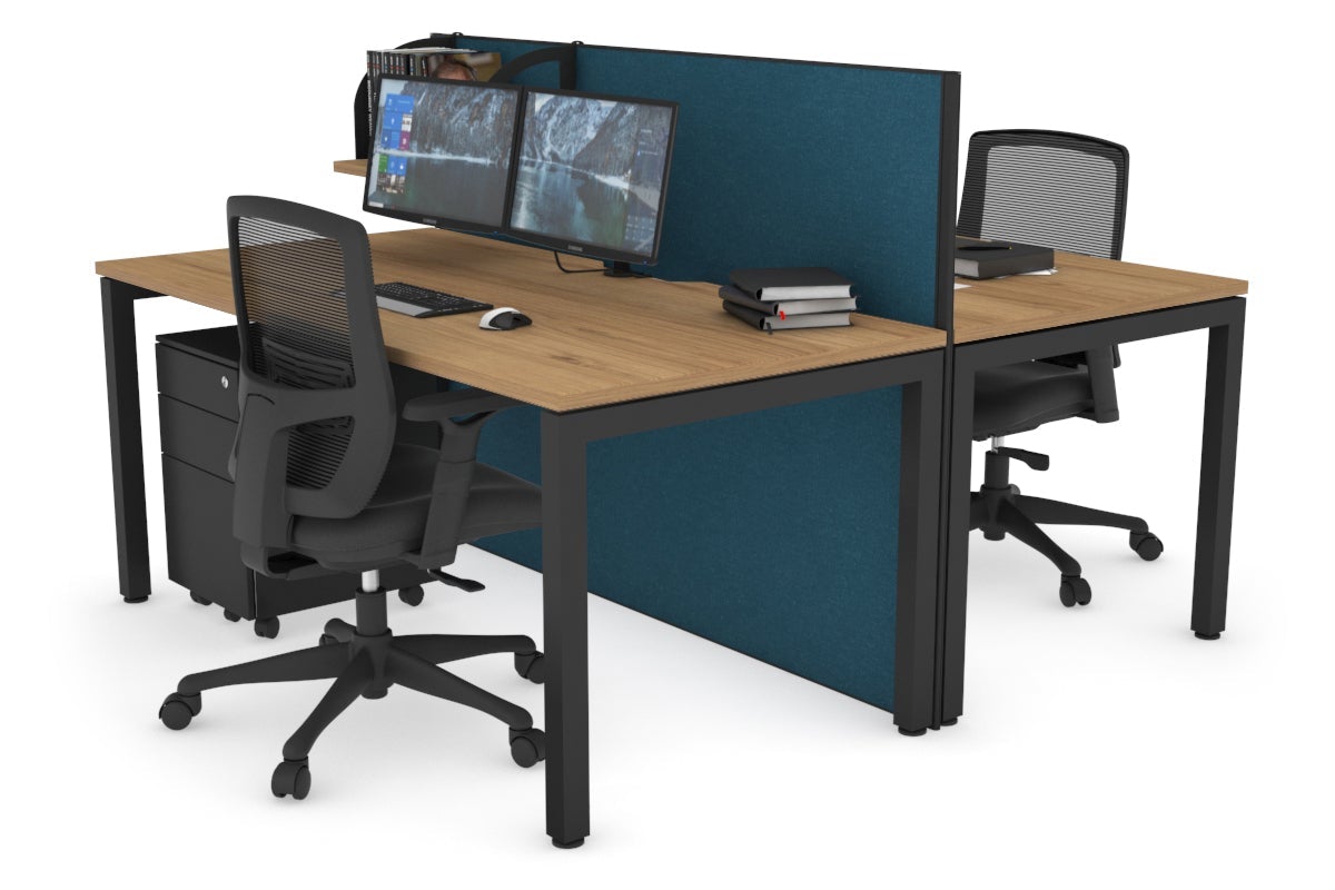 Horizon Quadro 2-Person Office Workstation Bench with Square Legs - 1800L x 800W Dimensions, Cable Management Scallop - Perfect for Shared Workspaces & Collaborative Office Environments