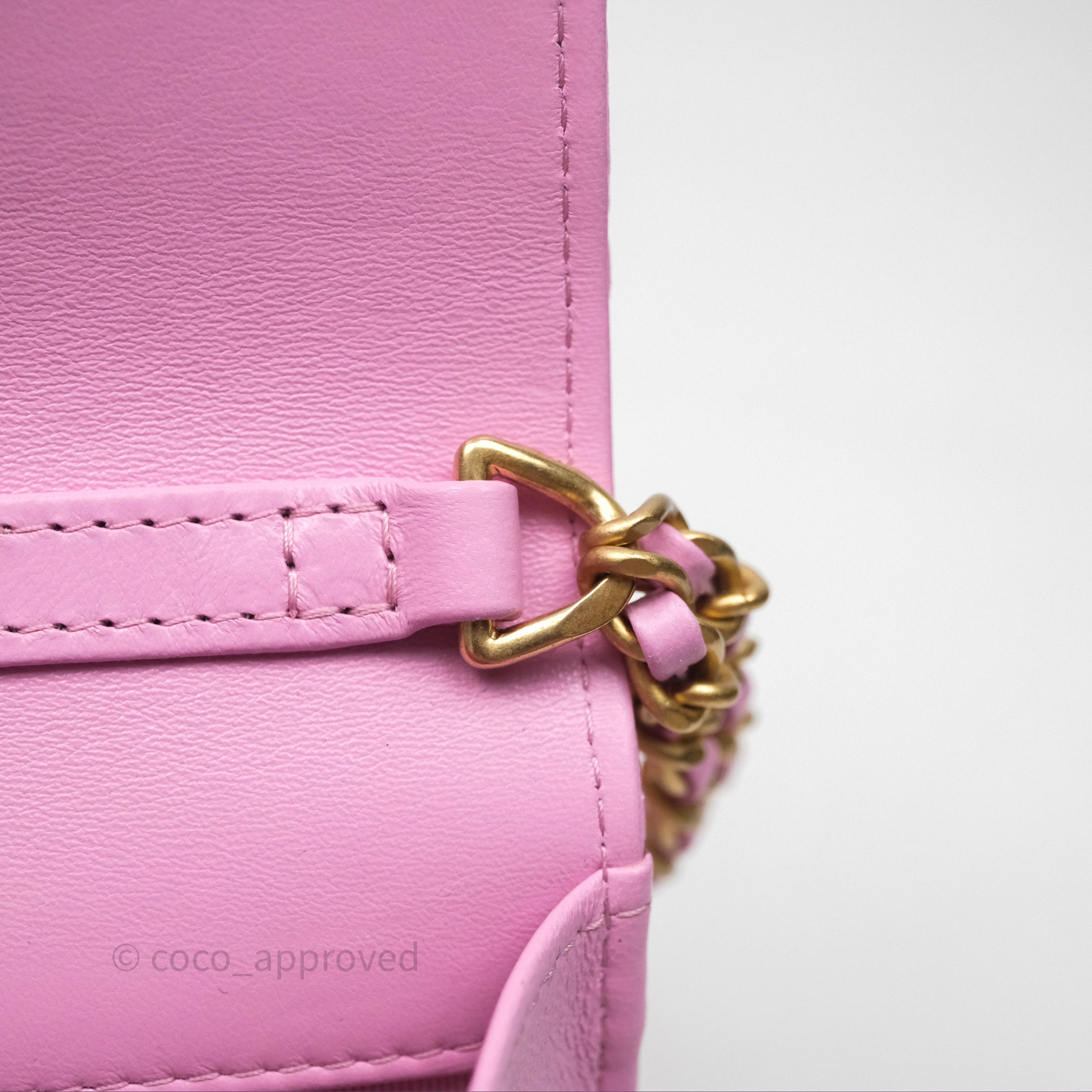 Chanel CC Chain Wallet On Chain WOC in Pink Lambskin with Aged Gold Hardware - Luxury Crossbody Bag for Women, Perfect for Evening Out & Special Occasions