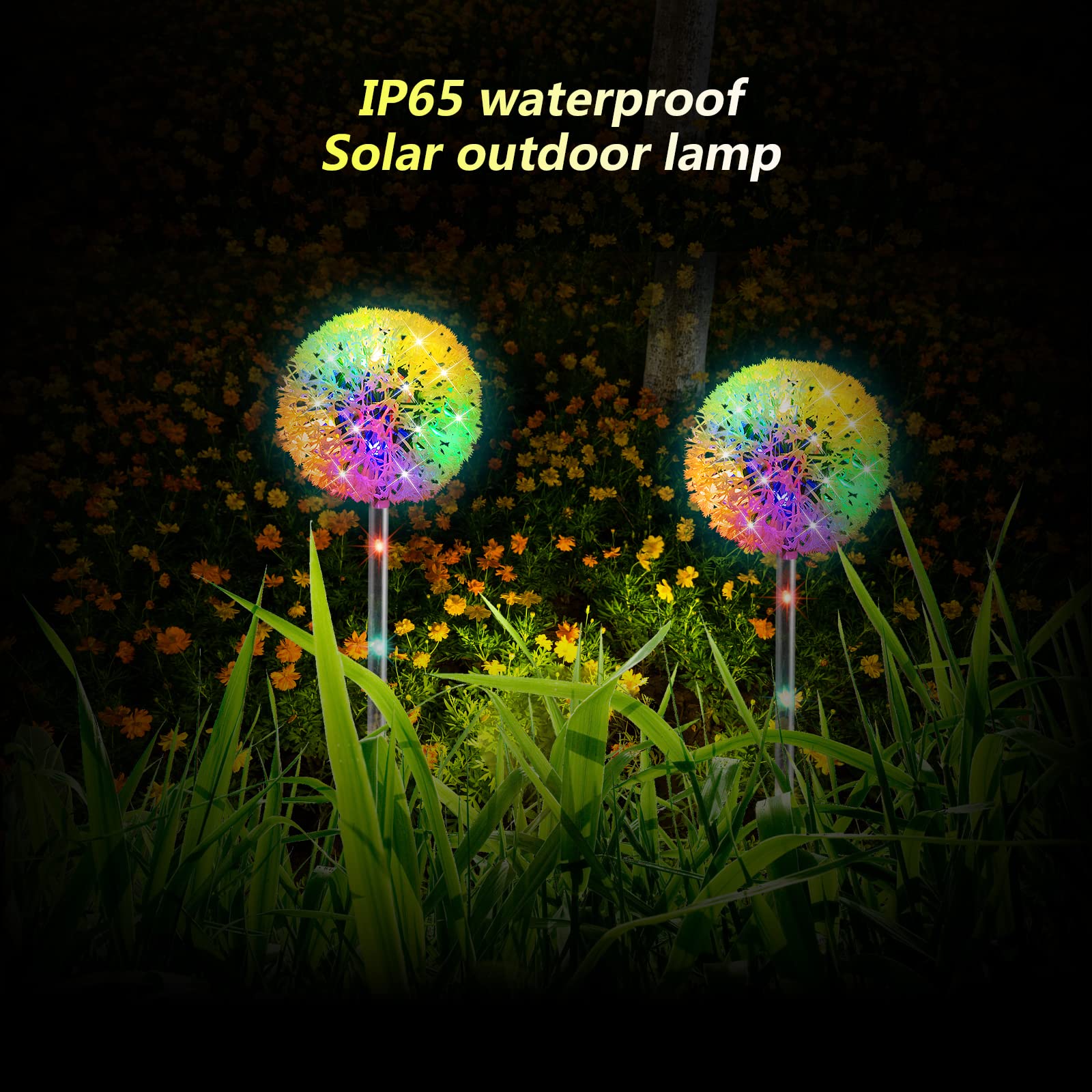 Amouhom 4 Pack Solar Dandelion Garden Lights Outdoor - Waterproof Decorative Solar Lights for Yard, Patio, Pathway, Lawn & Landscape Decoration | Perfect for Backyard, Wedding, Party & Holiday Decor