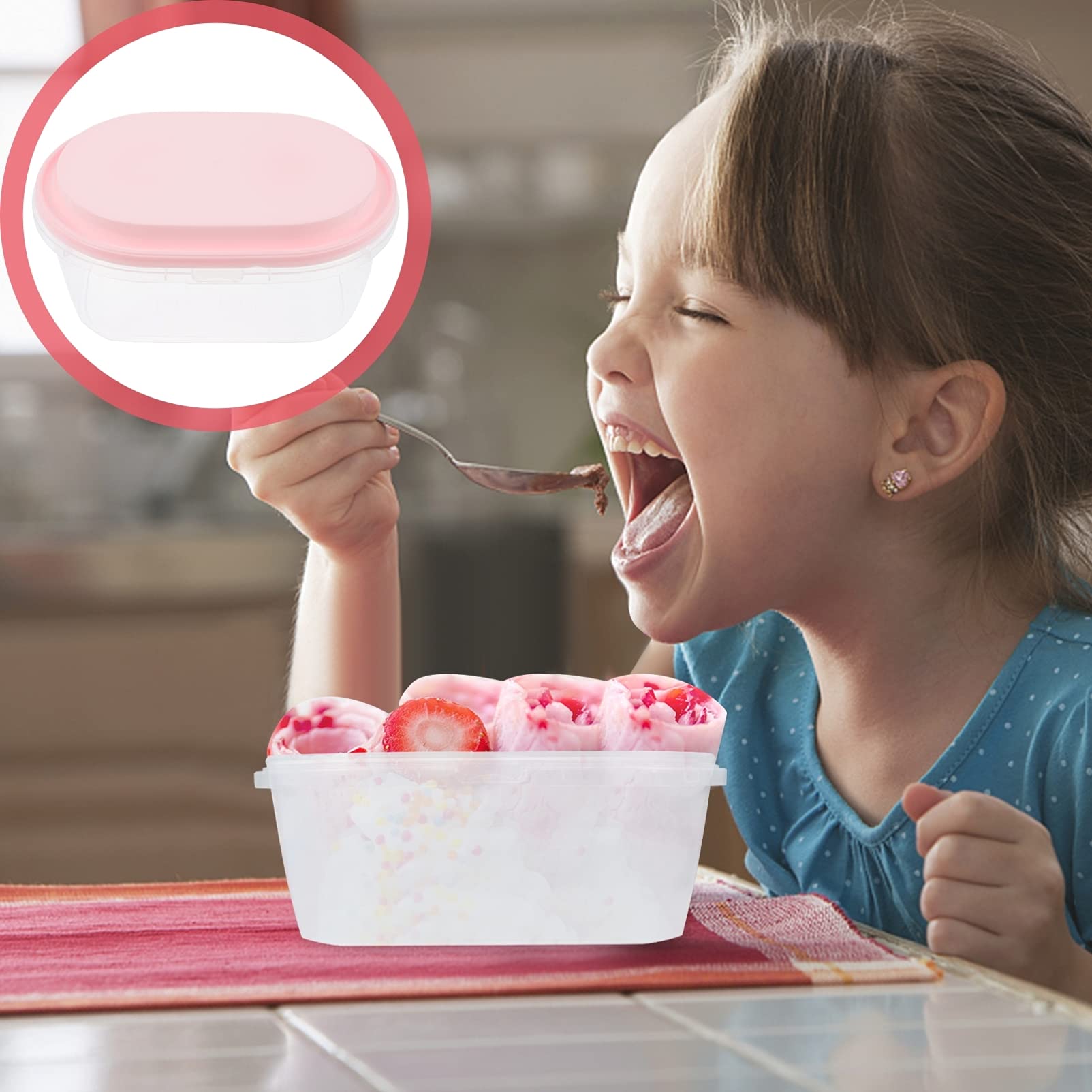 YARNOW 2-Piece Oval Ice Cream Storage Containers with Lids - Leakproof Freezer-Safe Containers for Homemade Ice Cream, Cake Storage & Kitchen Organization (Pink) | Perfect for Home Baking, Party Desserts & Long-Term Freezer Storage