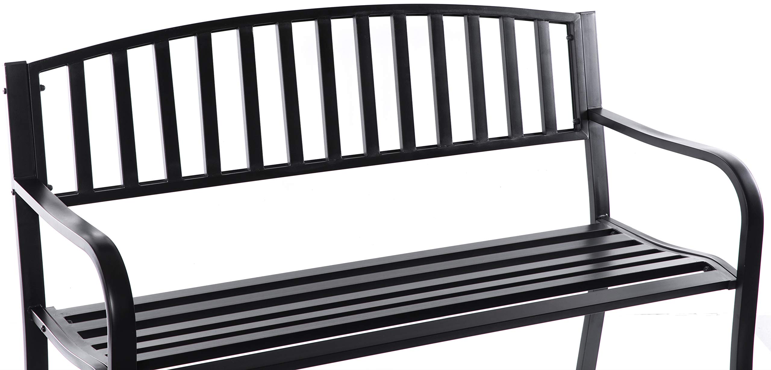 Gardenised QI003773 Heavy-Duty Steel Garden Bench with Cast Iron Frame - Black Outdoor Seating for Patio, Lawn, Yard, Balcony & Deck | Perfect for Relaxing in Gardens, Parks & Outdoor Spaces