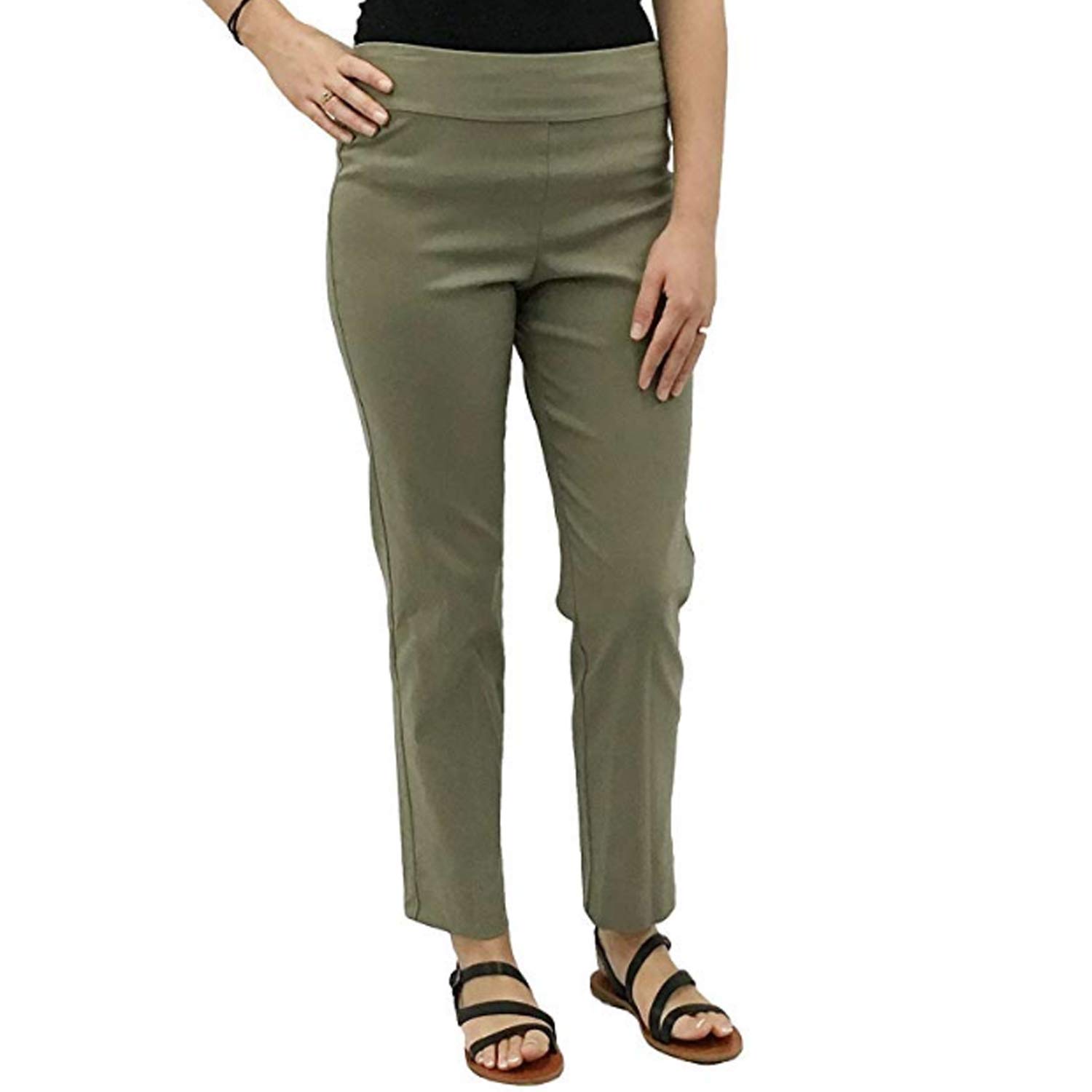 Krazy Larry Women's Pull-On Ankle Pants - Comfortable Stretch Yoga Pants for Workout, Lounge & Travel