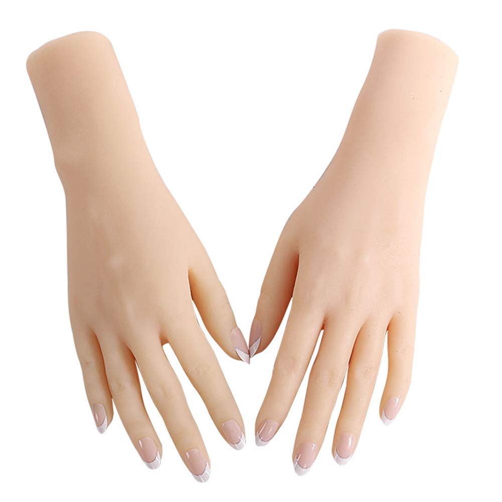 TMDRYESR 2-Piece Flexible Nail Training Practice Hand Kit - Fake Mannequin Hands for Acrylic & Gel Nail Art Practice - Perfect for Beginners & Professionals (Home Salon & Nail School Training)