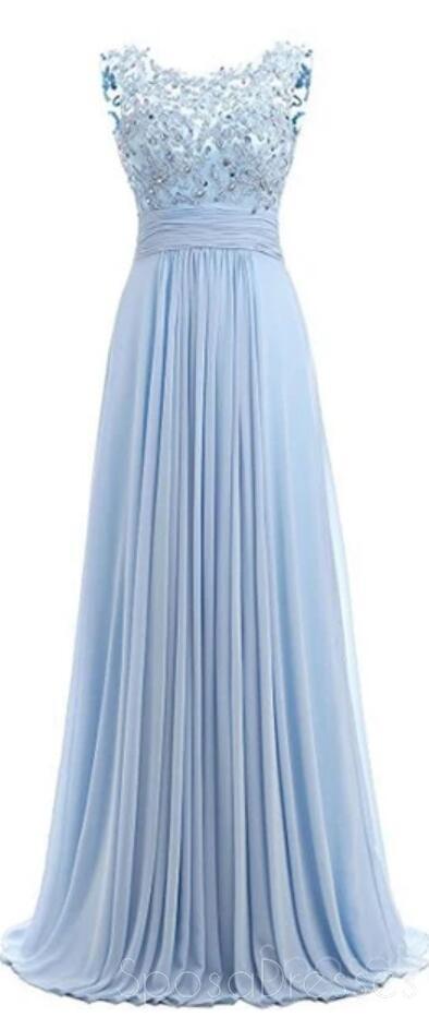 Light Blue Lace See-Through Chiffon Long Evening Prom Dress - Elegant Formal Gown for Women | Perfect for Prom, Homecoming, Weddings & Special Occasions