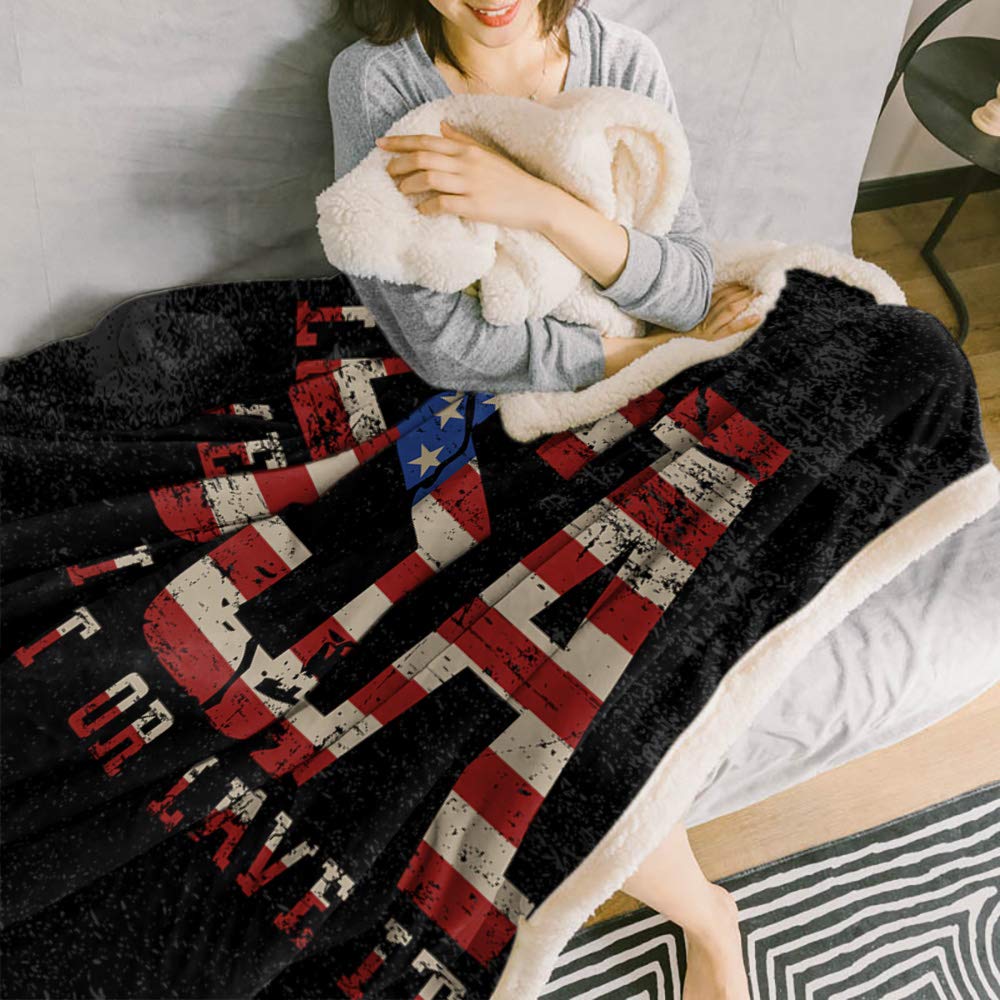 Sherpa Fleece Throw Blanket - Patriotic USA Flag Design - Ultra Soft & Cozy Plush Microfiber Blanket - 50x80 Inch Warm Blanket for Couch, Bed, Sofa - Perfect for Winter, Camping, Movie Nights & Home Decor