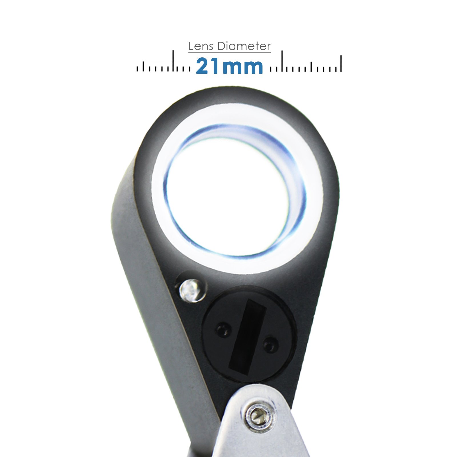 30x Magnifying Glass with LED Light - Foldable Jewelers Loupe for Jewelry, Coins, Stamps, Watches & Antiques - UV & LED Illuminated Pocket Magnifier (21mm Lens) - Perfect for Hobbyists, Gemologists & Collectors - Use for Inspection, Repair & Detailed Close-Up Work
