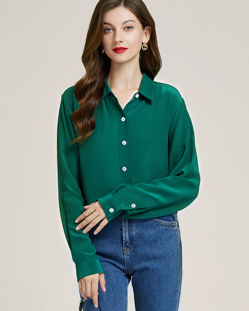 Premium Silk Long Sleeve Blouse for Women - Elegant & Comfortable Formal Shirt - Perfect for Office Wear, Business Meetings & Special Occasions