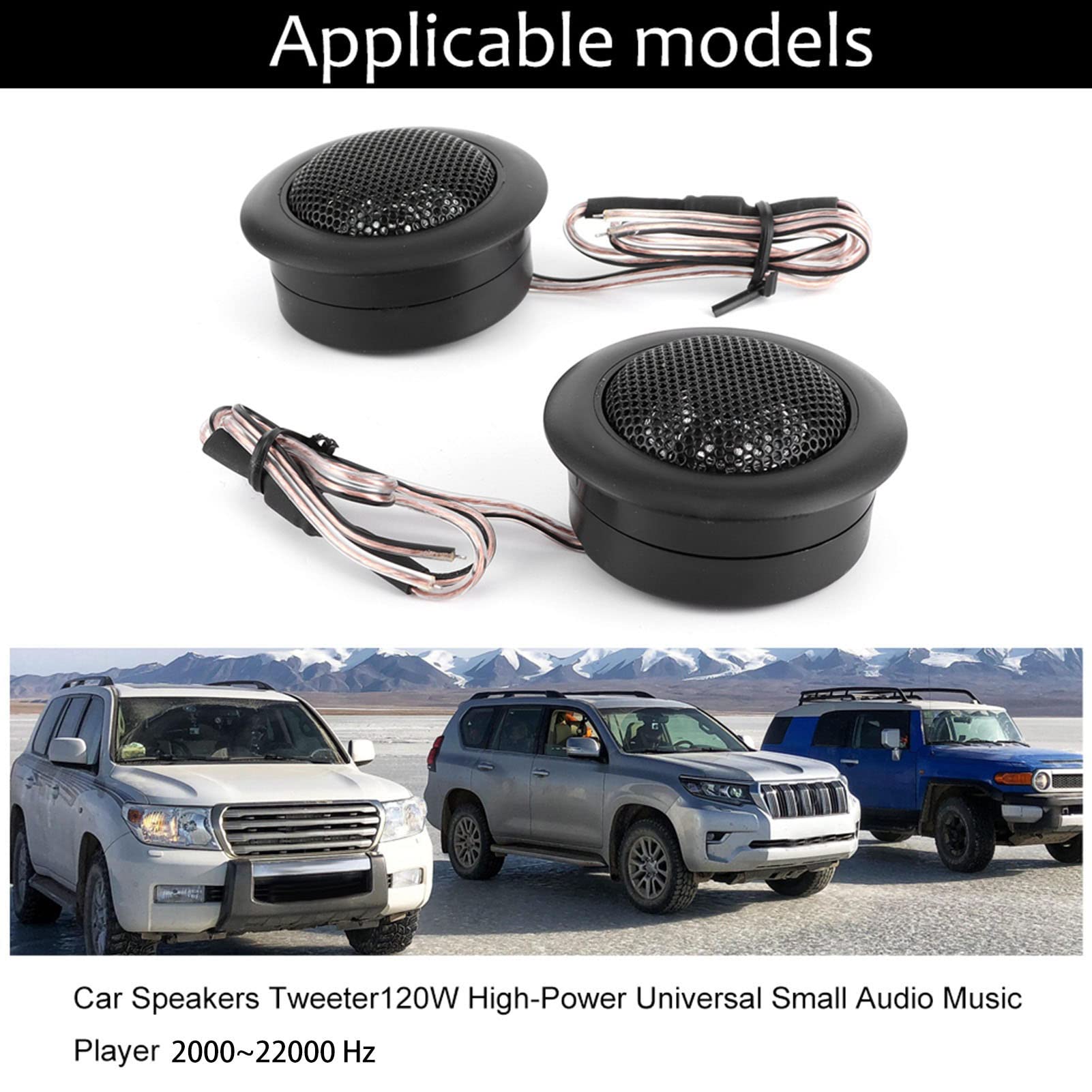 2Pcs 120W High Power Car Tweeter Speakers - Universal Small Car Audio System with 2kHz-22kHz Frequency Range - Perfect for Car Upgrades & Enhanced Music Experience